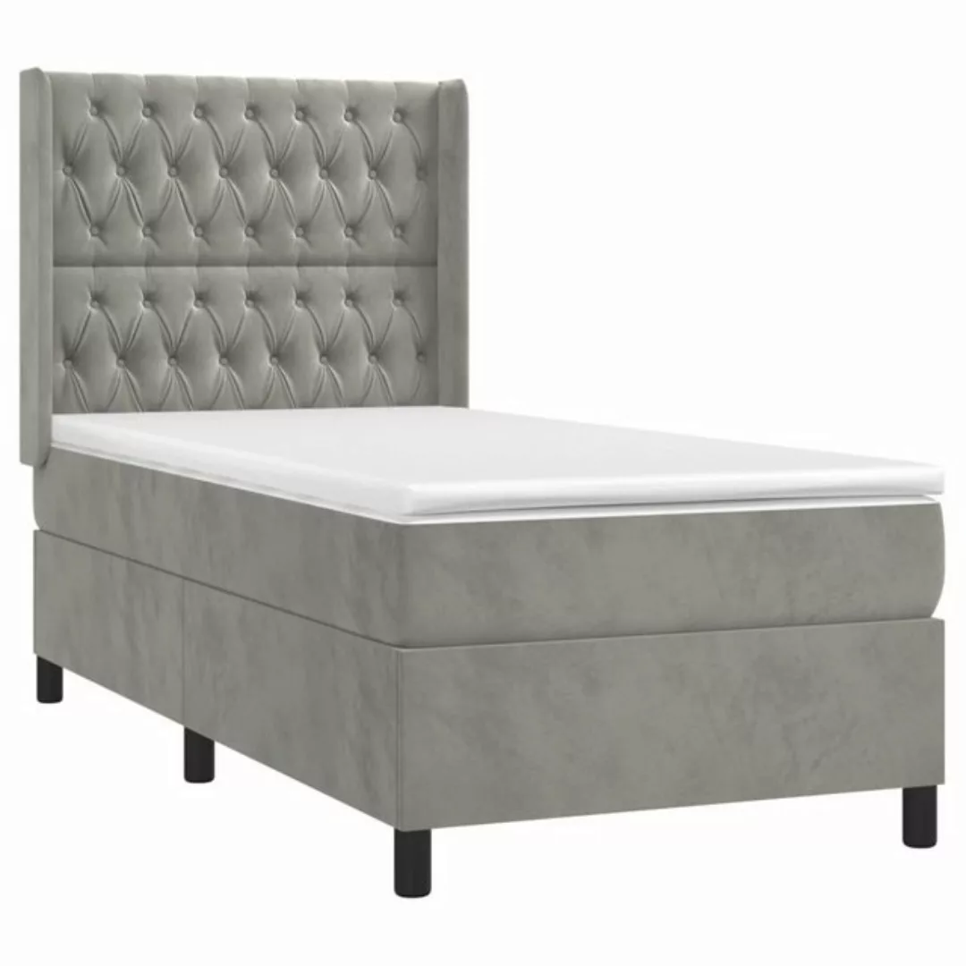 vidaXL Bettgestell Boxspringbett mit Matratze Dunkelgrau 90x200 cm Samt Bet günstig online kaufen