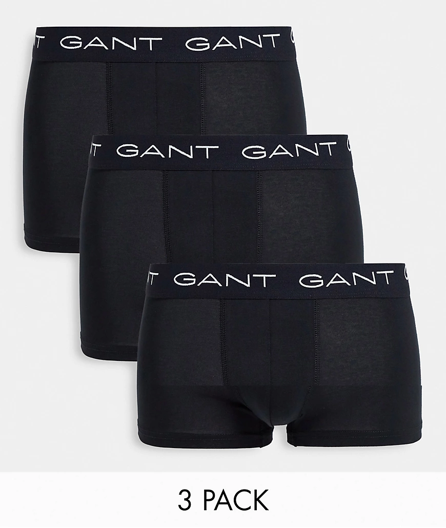 Gant – Schwarze Unterhosen mit Logobund im 3er-Pack günstig online kaufen