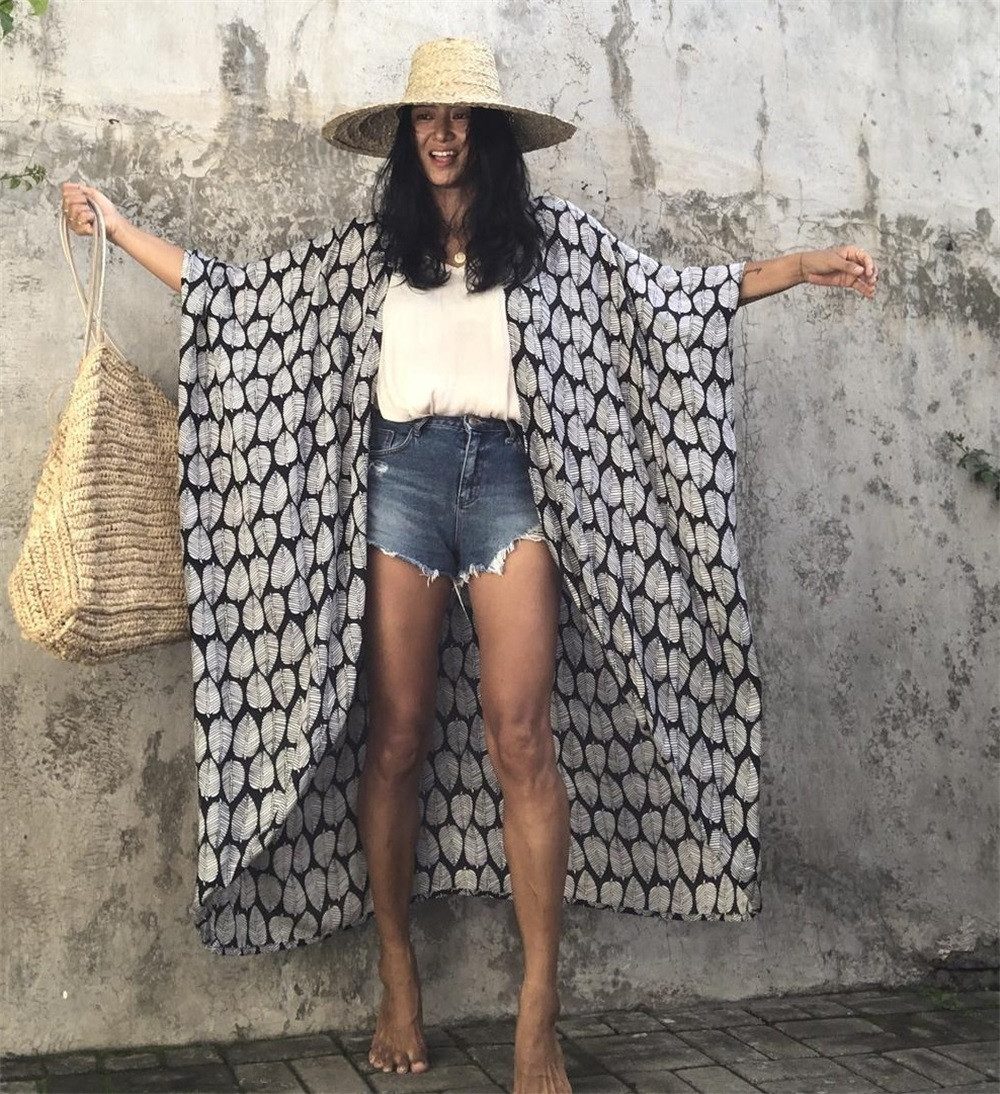 RWEUOQ Kimono Damen Strandkleid Strandtunika Bikini-Überwurf günstig online kaufen