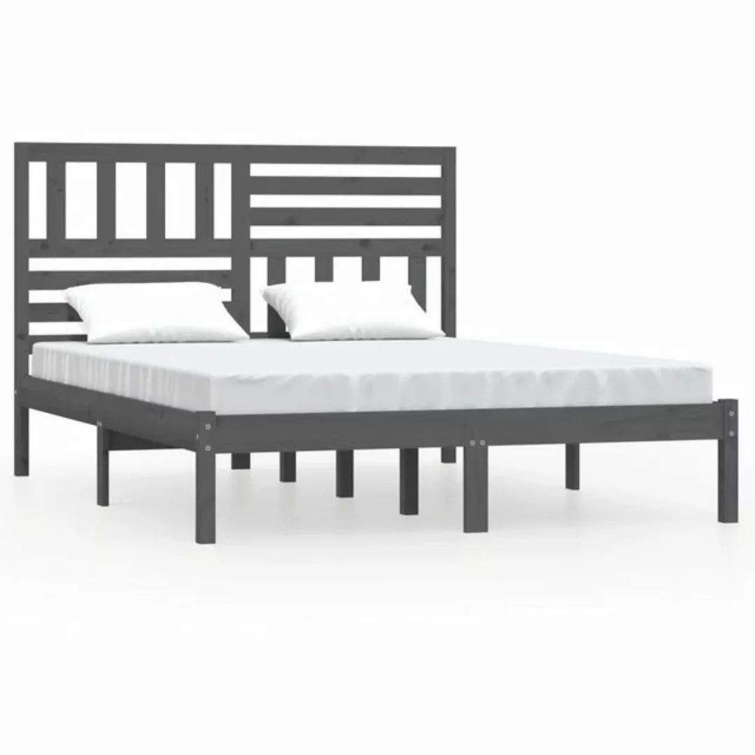 furnicato Bett Massivholzbett Grau Kiefer 140x190 cm günstig online kaufen