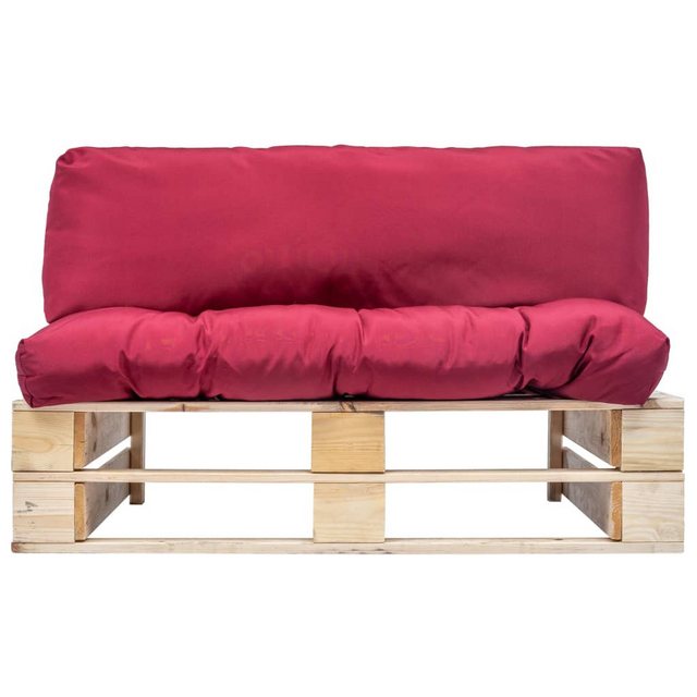 Garten-palettensofa Mit Roten Kissen Kiefernholz günstig online kaufen