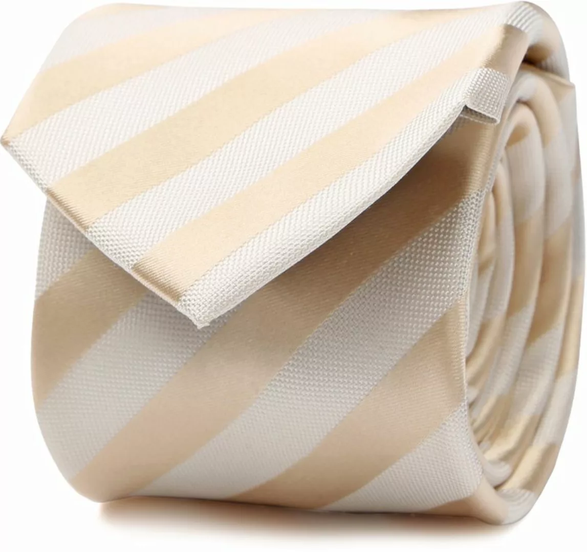 Suitable Krawatte Seide Streif Beige  - günstig online kaufen
