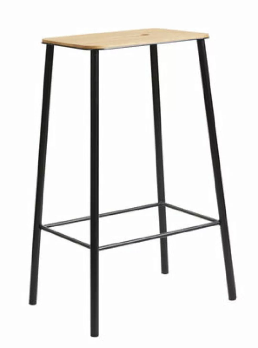 Barhocker Adam metall schwarz holz natur / H 65 cm - Eiche & Stahl - Frama günstig online kaufen