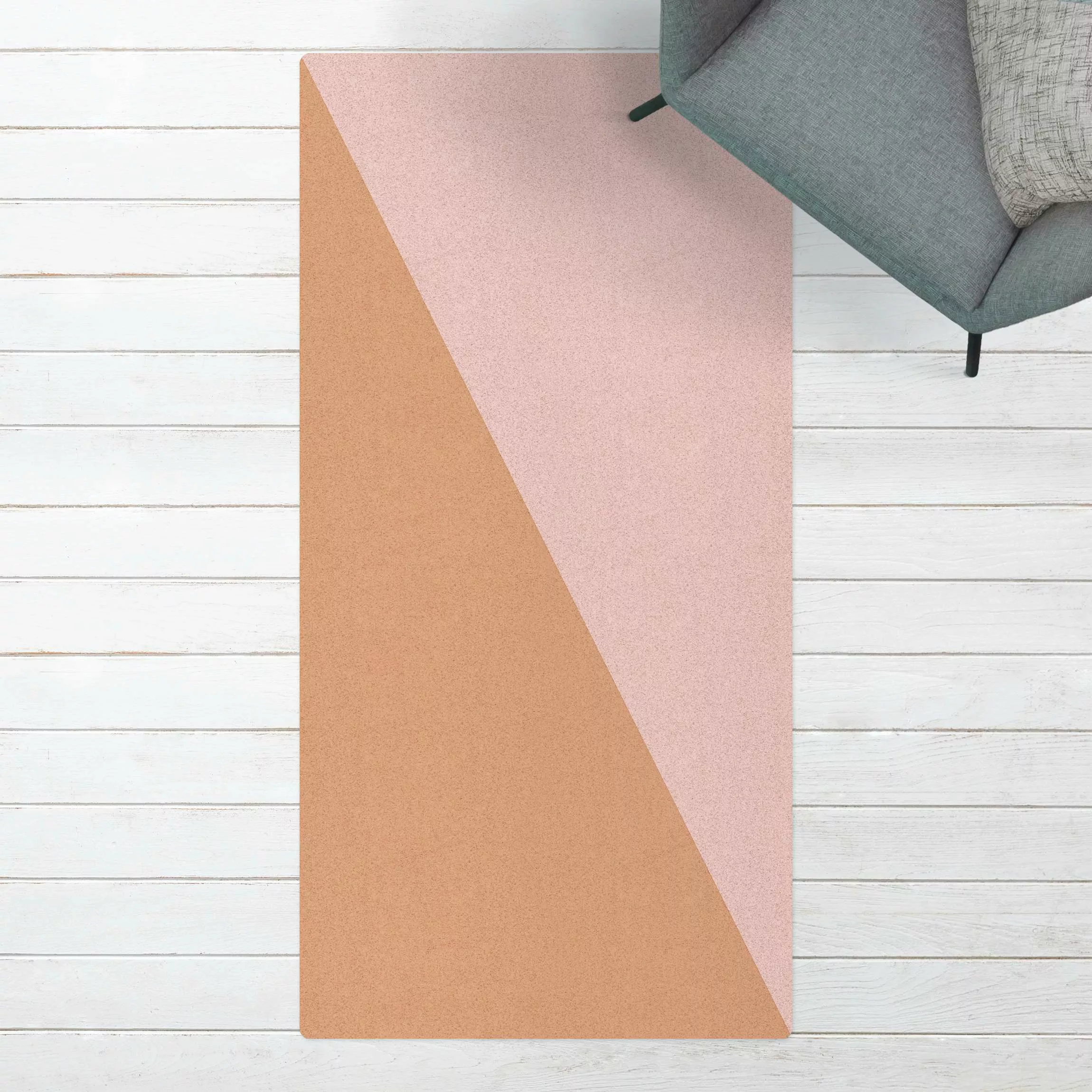Kork-Teppich Einfaches Rosanes Dreieck günstig online kaufen