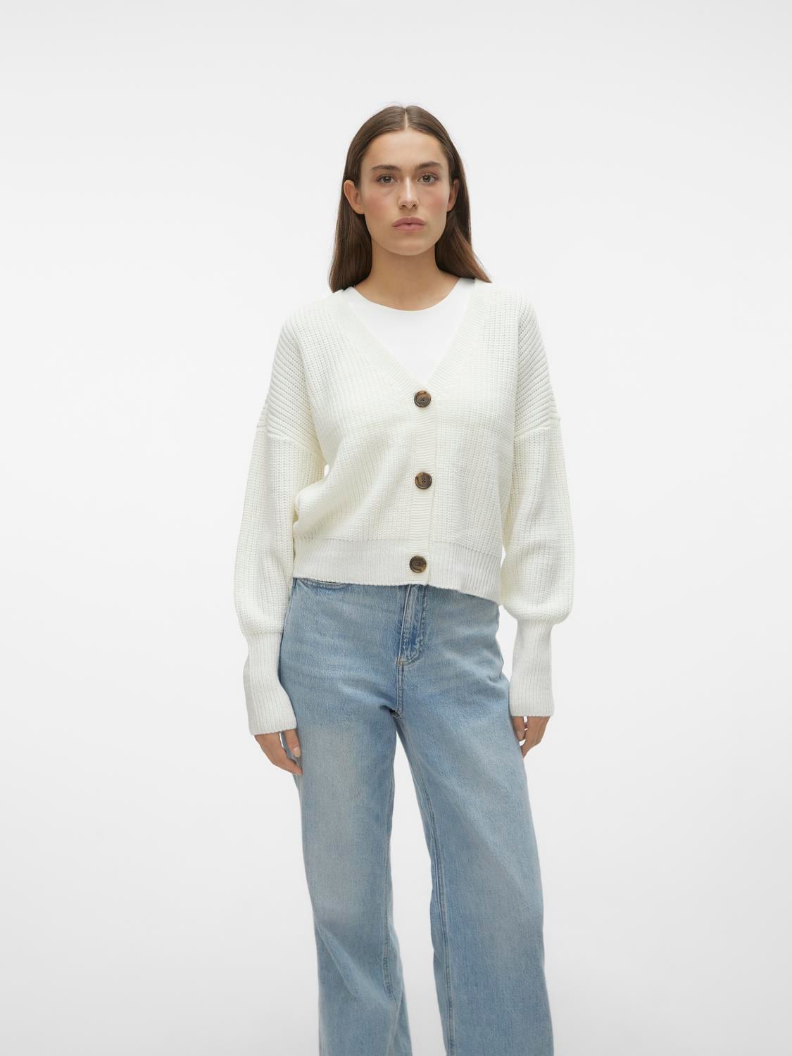 Vero Moda Strickjacke "VMLEA LS V-NECK CUFF CARDIGAN NOOS", mit Knopfleiste günstig online kaufen