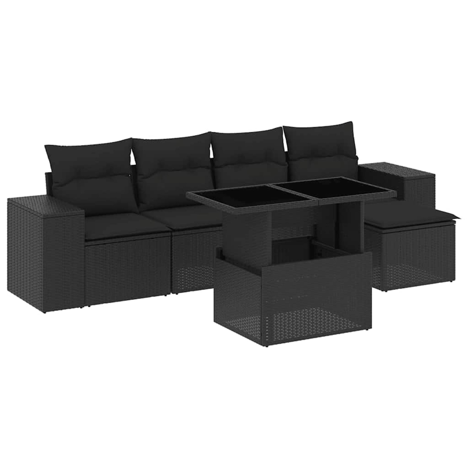 vidaXL 6-Tlg Garten-Sofagarnitur mit Kissen Schwarz Poly Rattan 3269125 günstig online kaufen