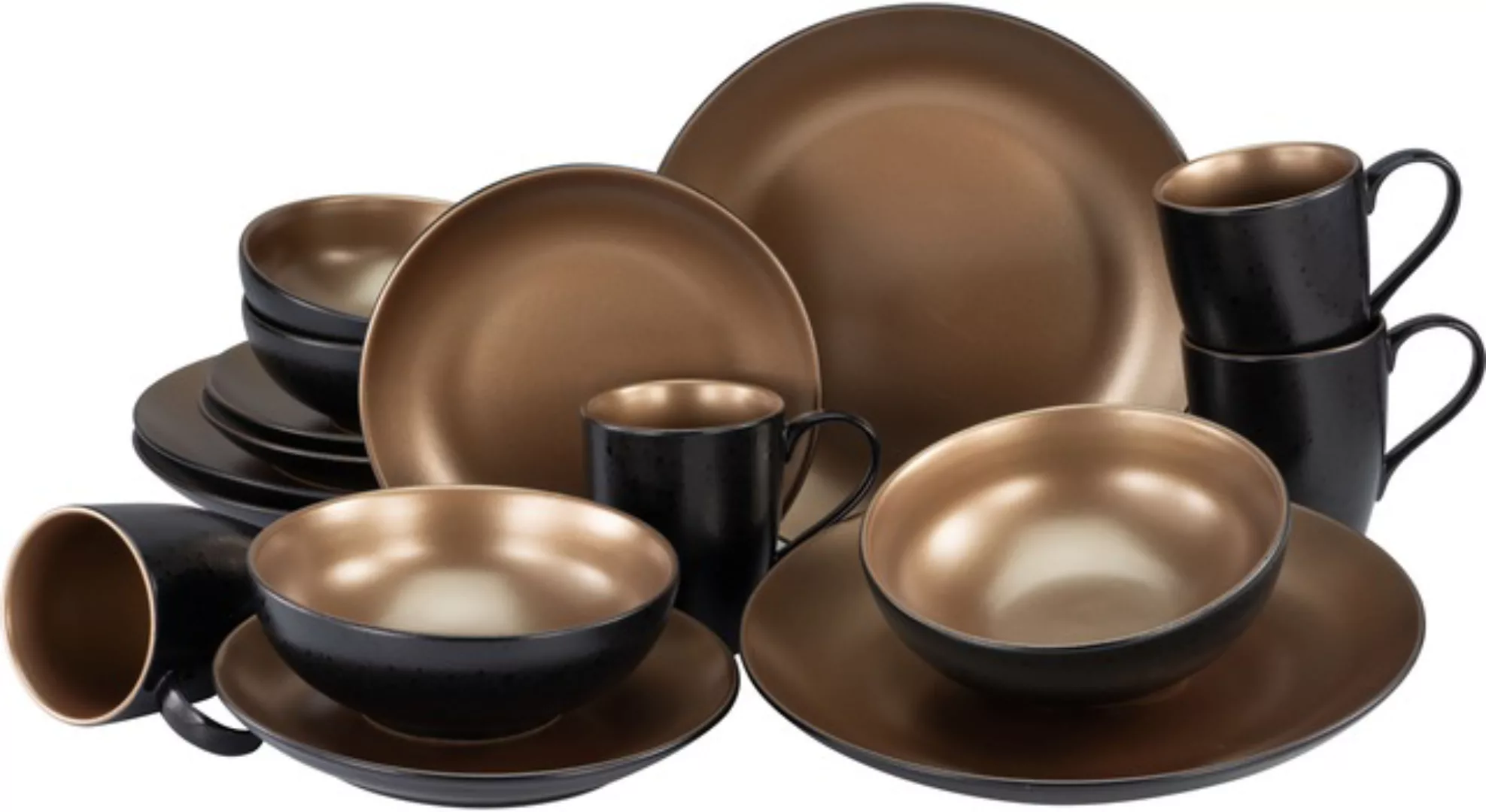 CreaTable Kombiservice »Geschirr-Set Glamour Gold«, (Set, 16 tlg., Kaffeese günstig online kaufen