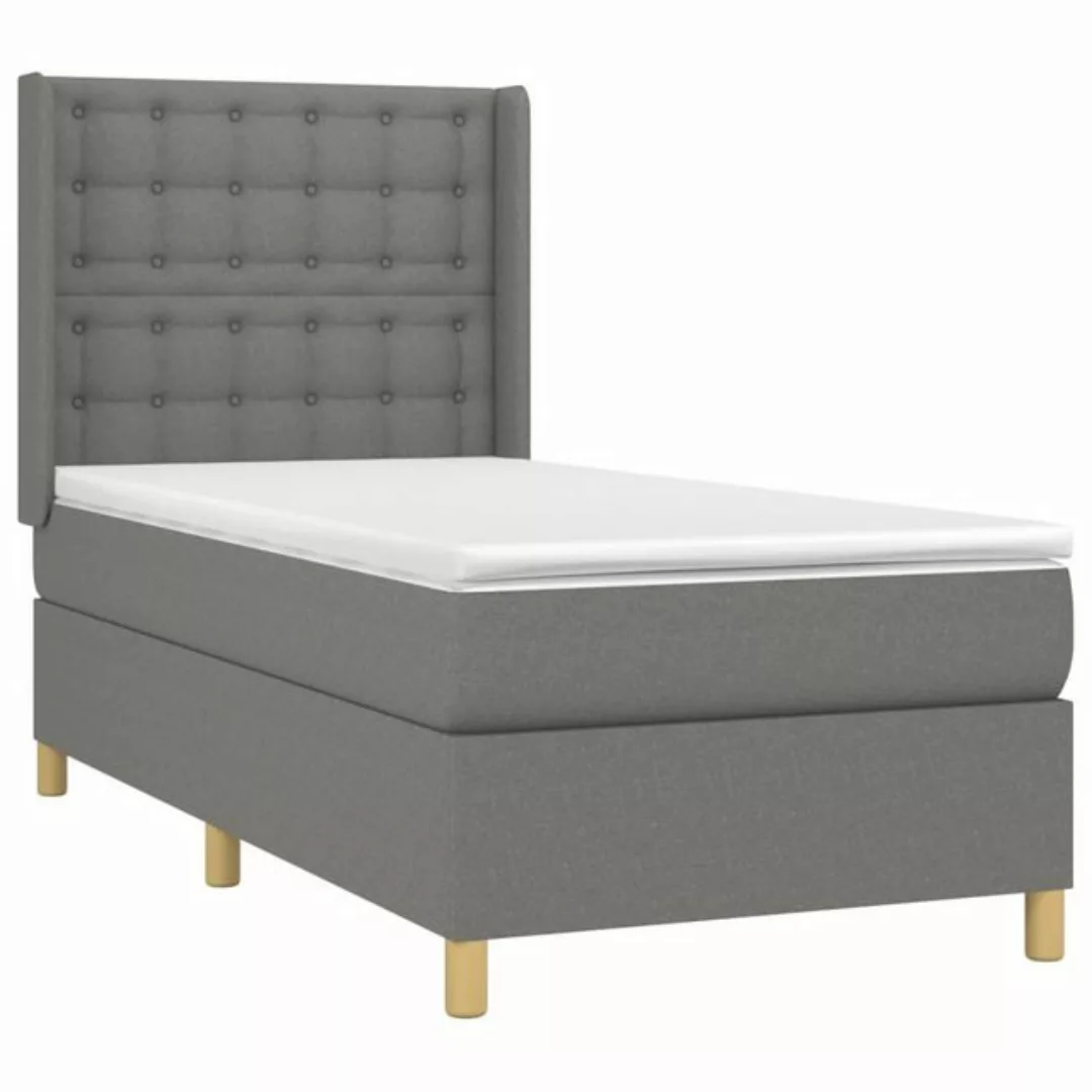 vidaXL Boxspringbett Boxspringbett mit Matratze LED Dunkelgrau 90x190 cm St günstig online kaufen