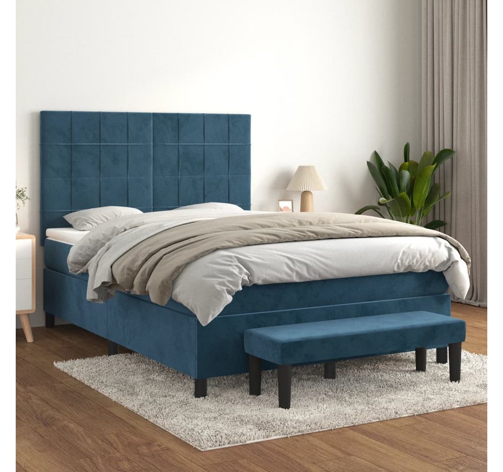 vidaXL Boxspringbett Boxspringbett mit Matratze und Fusshocker Samt (140 x günstig online kaufen