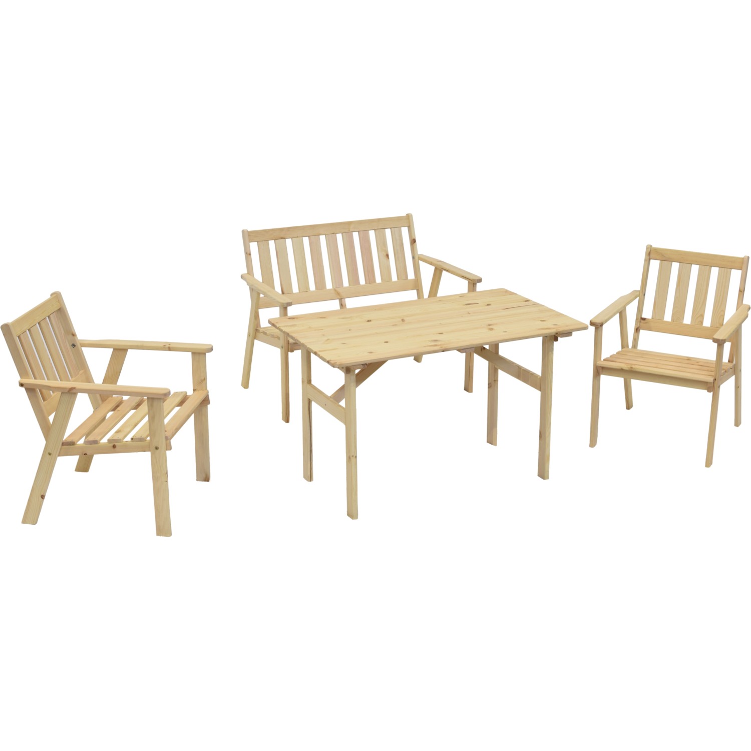 MERXX Garten-Essgruppe "Sylt", (4 tlg., 2x Sessel, 1x Bank, 1x Tisch), Kief günstig online kaufen