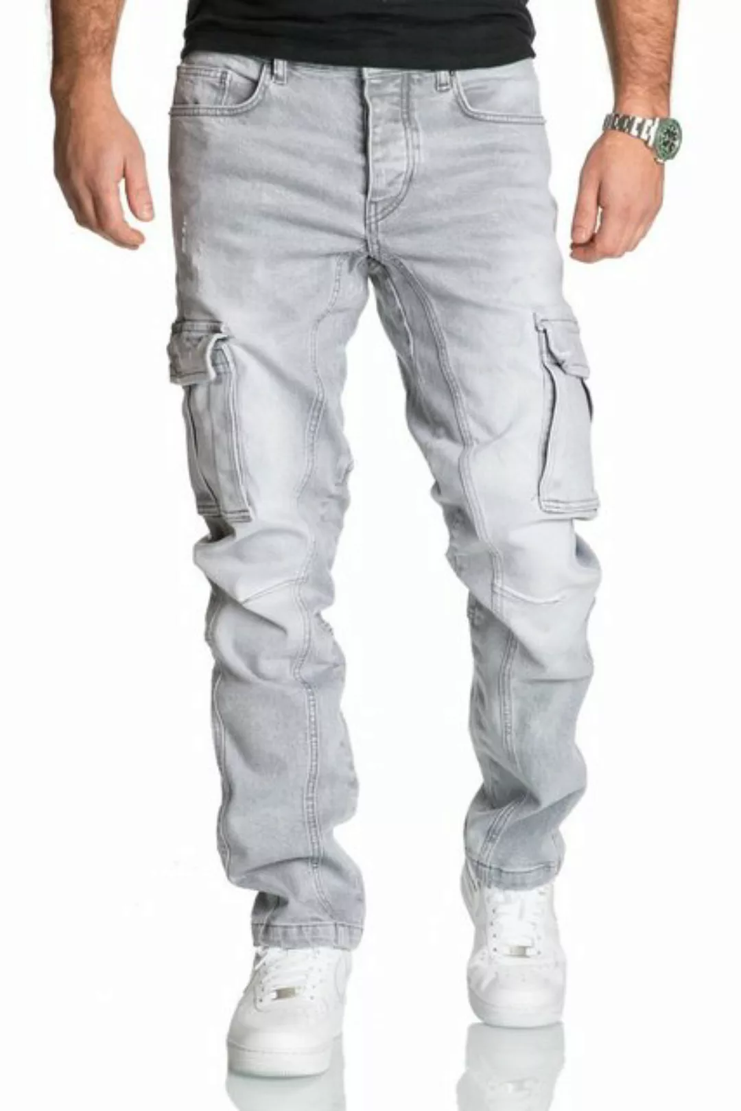 REPUBLIX Straight-Jeans Jeans Hose Herren Regular Fit Denim Cargo Jeans Hos günstig online kaufen
