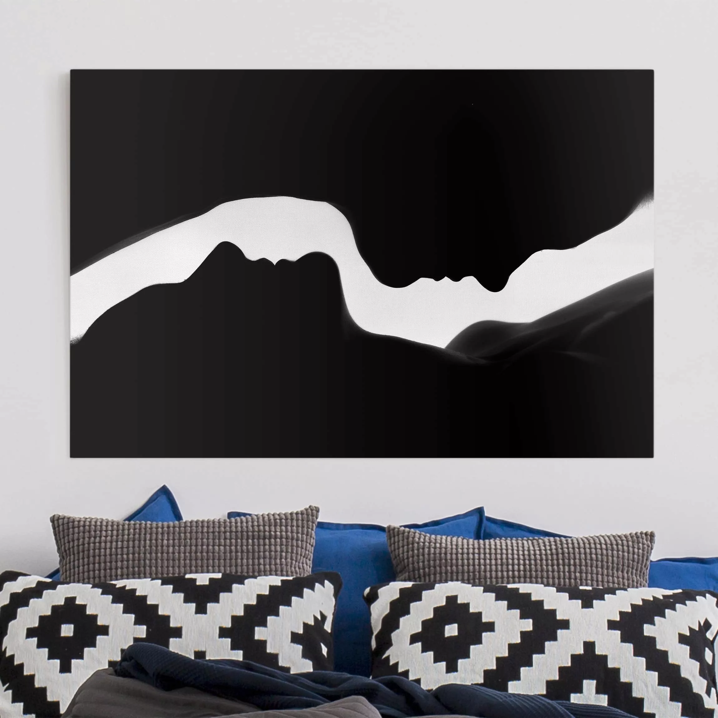 Leinwandbild Schwarz-Weiß - Querformat Silhouetten günstig online kaufen