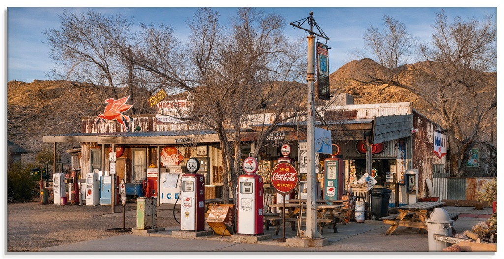 Artland Glasbild "Tankstelle an der Route 66 in Arizona", Gebäude, (1 St.), günstig online kaufen