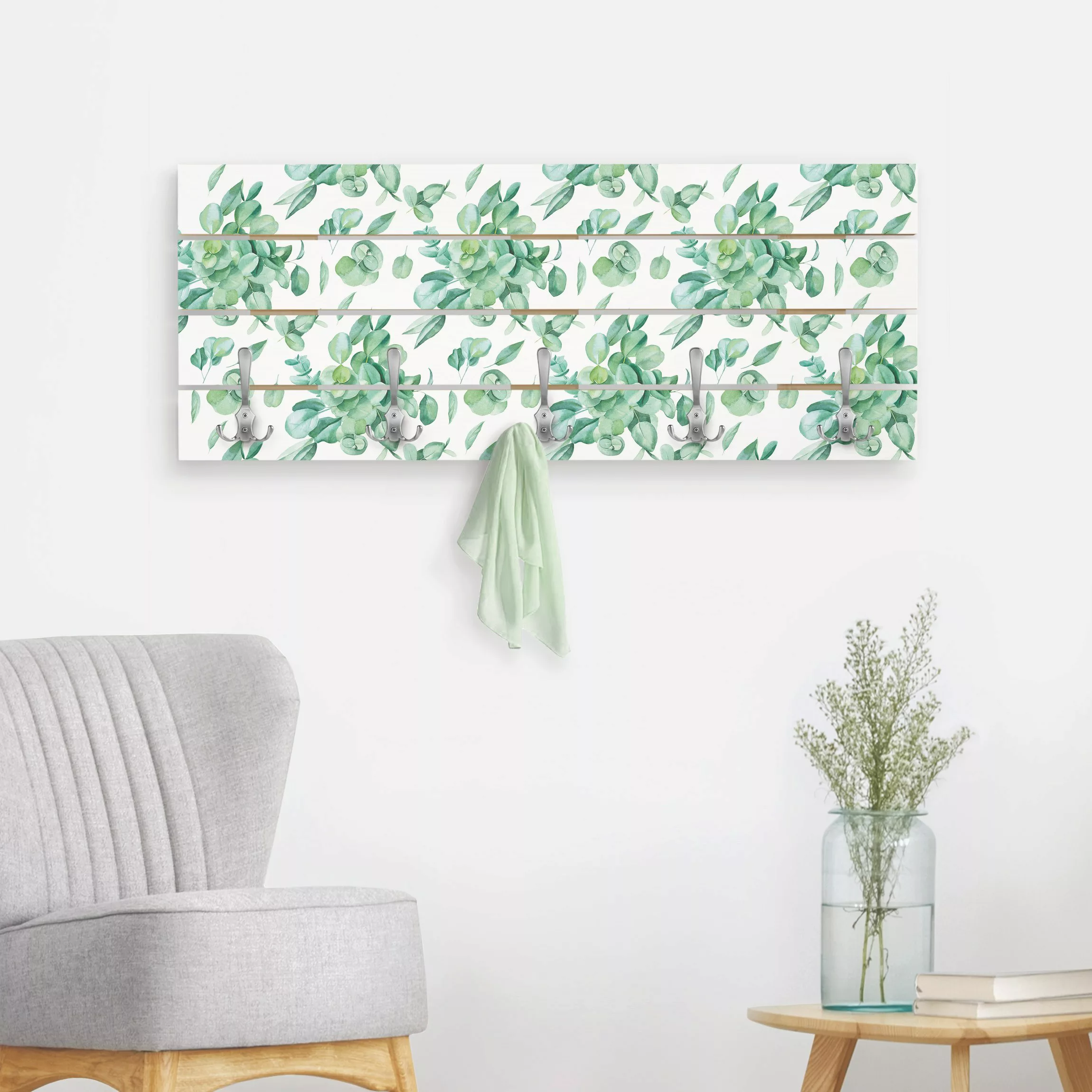 Wandgarderobe Aquarell Eukalyptusbouquet Muster günstig online kaufen