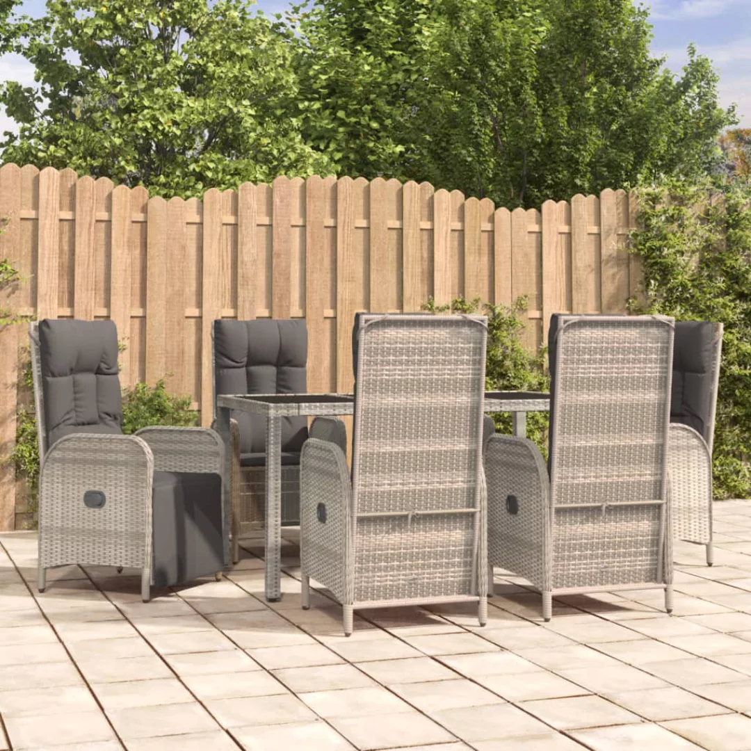 Vidaxl 7-tlg. Garten-lounge-set Mit Kissen Grau Poly Rattan günstig online kaufen