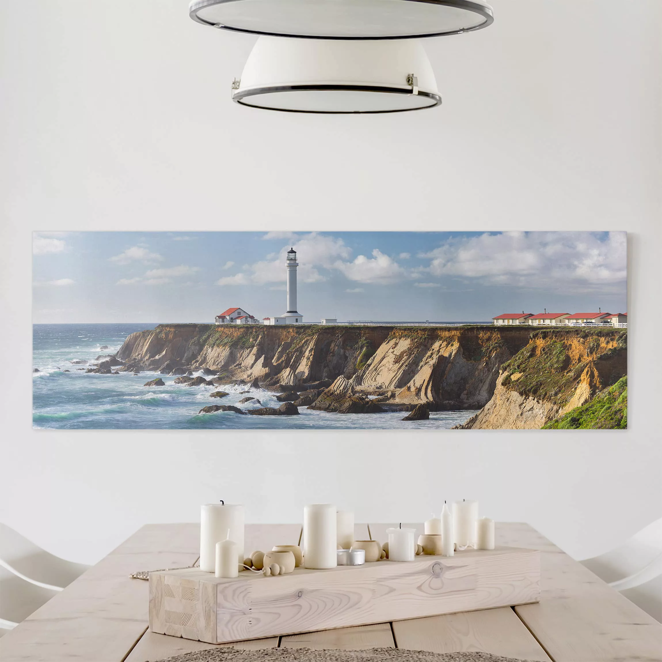 Leinwandbild Strand - Panorama Point Arena Lighthouse Kalifornien günstig online kaufen