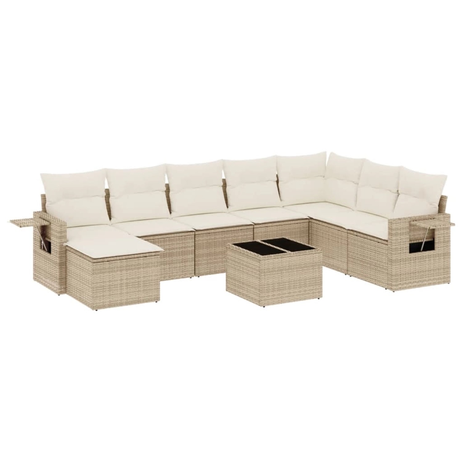 vidaXL 9-Tlg Garten-Sofagarnitur mit Kissen Beige Poly Rattan 3220567 günstig online kaufen