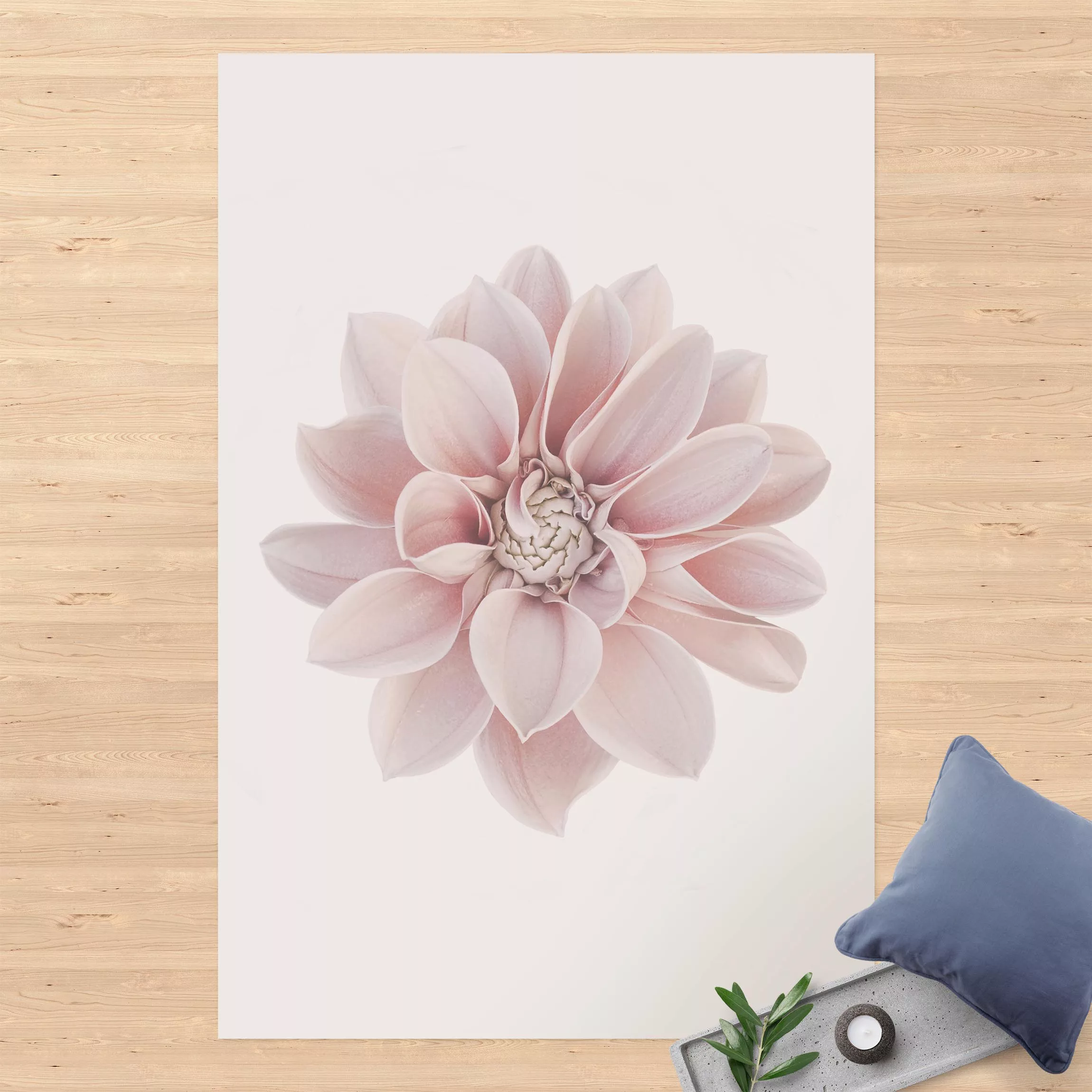 Vinyl-Teppich Dahlie Blume Pastell Weiß Rosa günstig online kaufen
