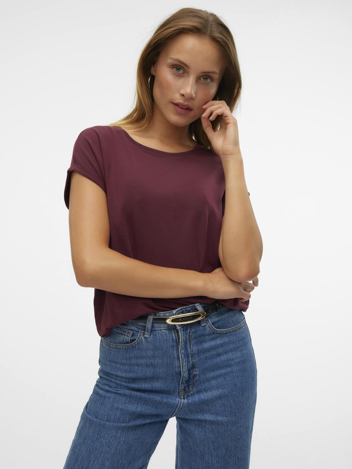 Vero Moda Rundhalsshirt "VMAVA PLAIN SS TOP GAJRS NOOS" günstig online kaufen