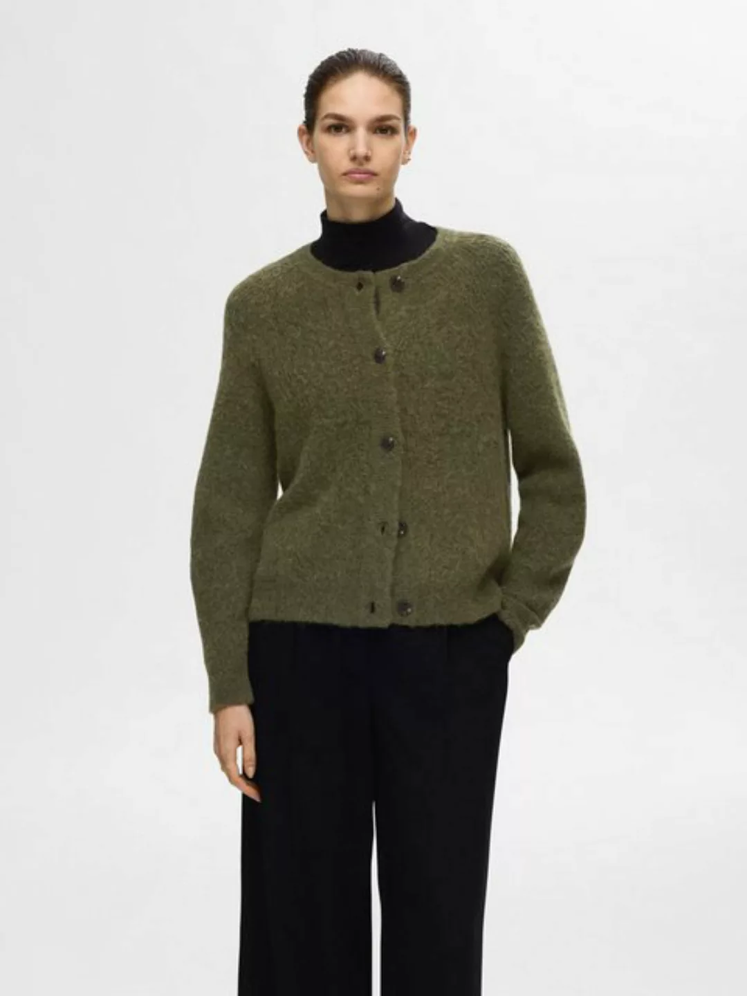 SELECTED FEMME Strickpullover Strickjacke Relaxed Fit Rundhals Raglanärmel günstig online kaufen