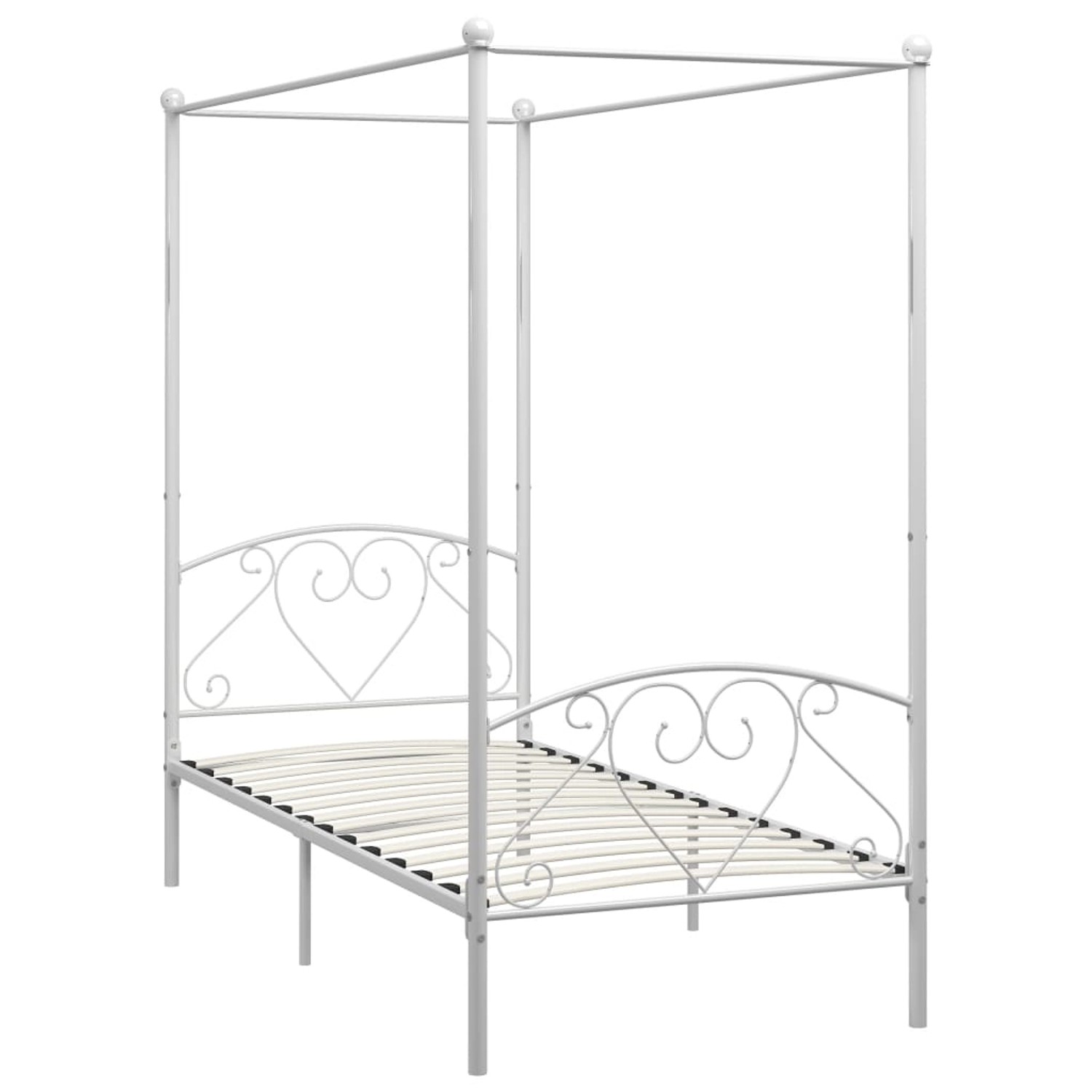 Himmelbett-gestell Weiß Metall 100 X 200 Cm günstig online kaufen