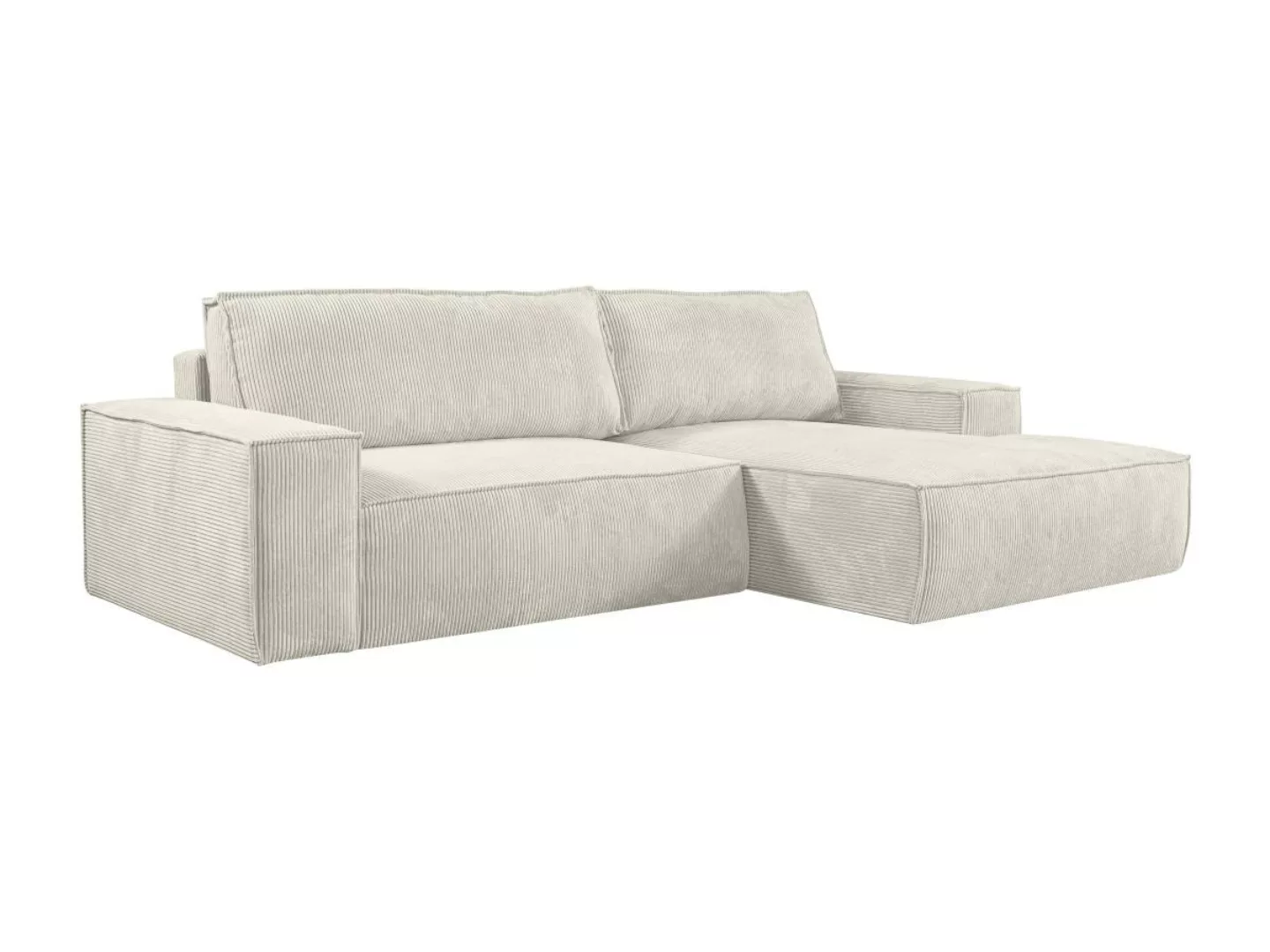 Ecksofa mit Schlaffunktion - Ecke Rechts - Cord - Beige - AMELIA günstig online kaufen