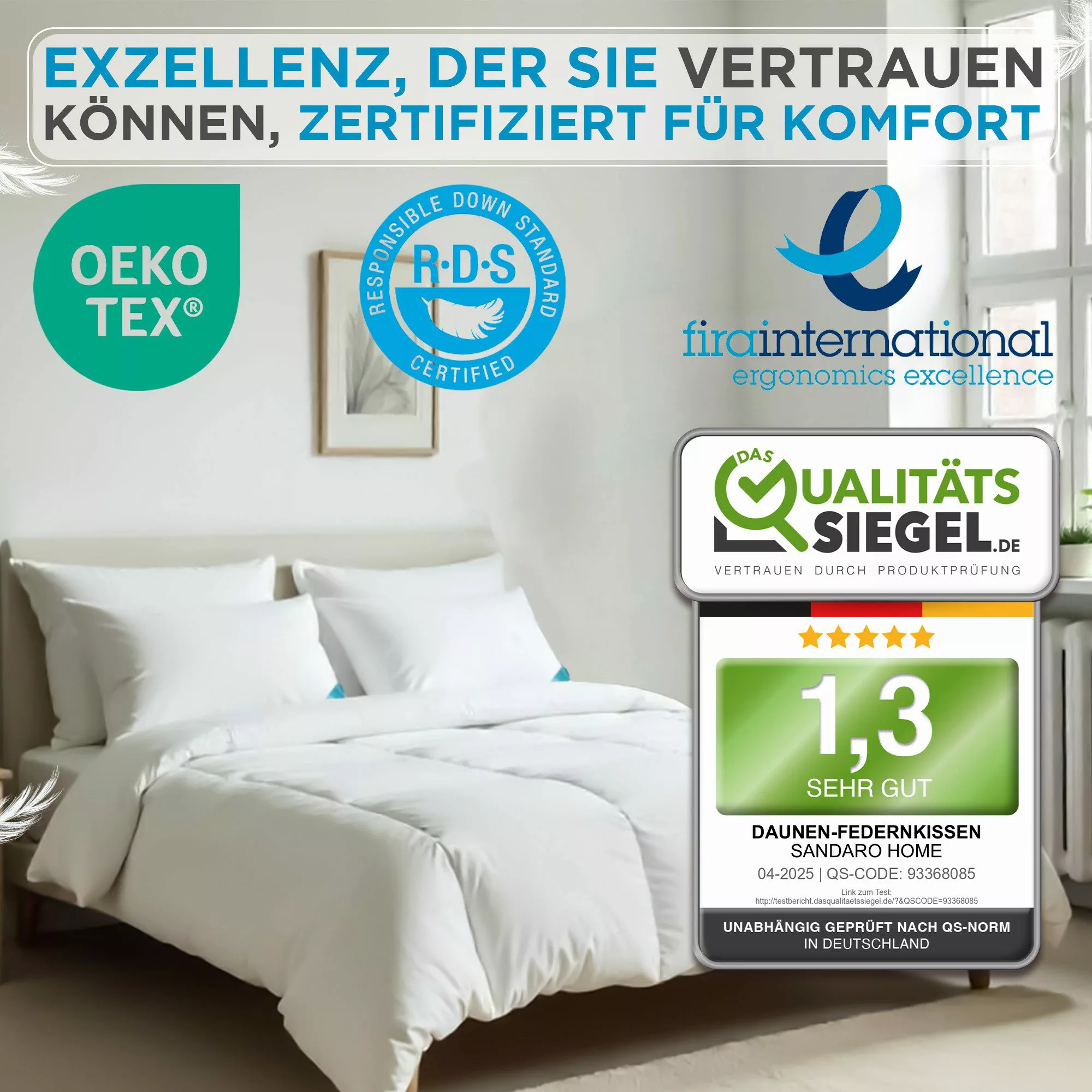 Sandaro Home Kopfkissen Kissen Kopfkissen40x80 cm günstig online kaufen
