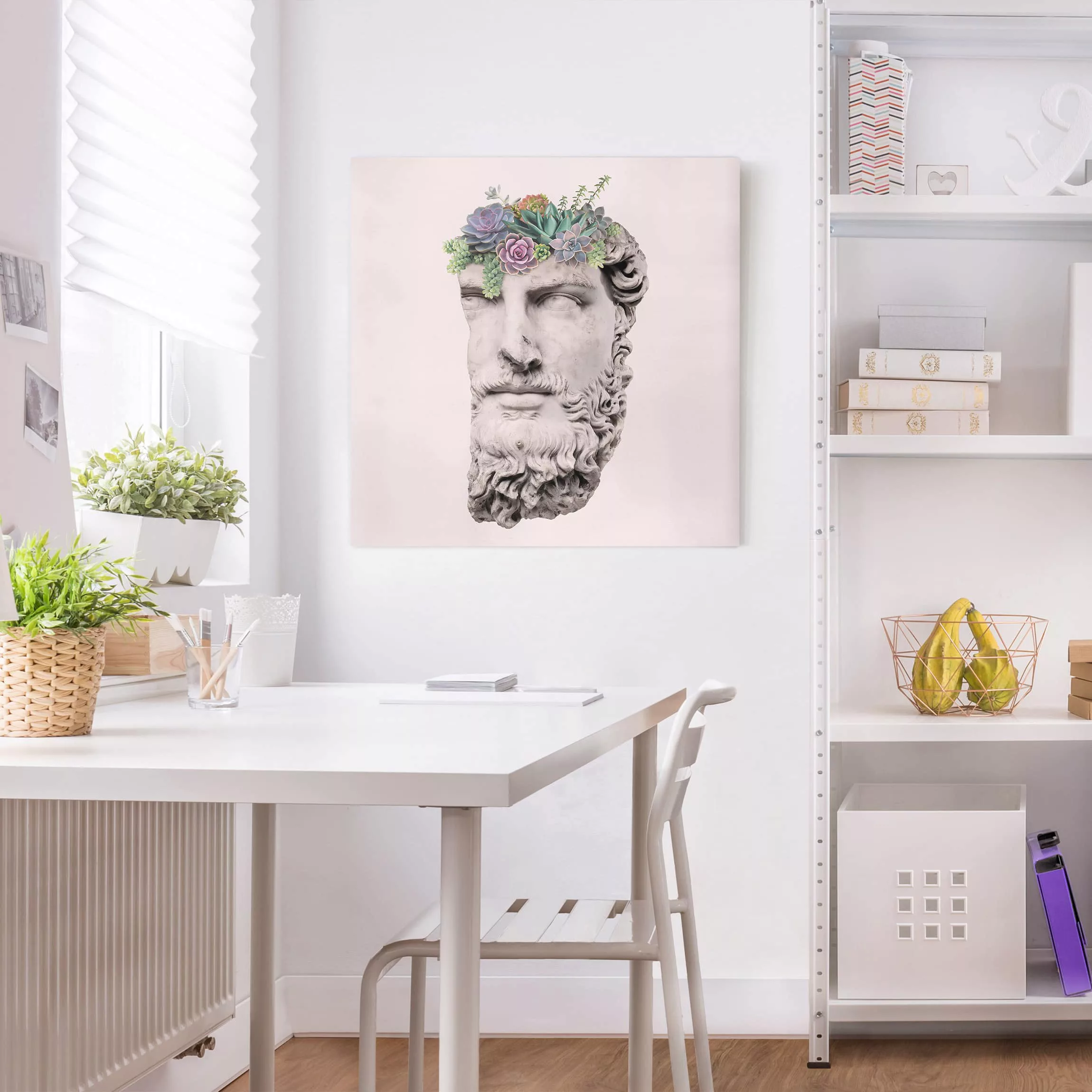 Leinwandbild Blumen - Quadrat Kopf mit Sukkulenten günstig online kaufen