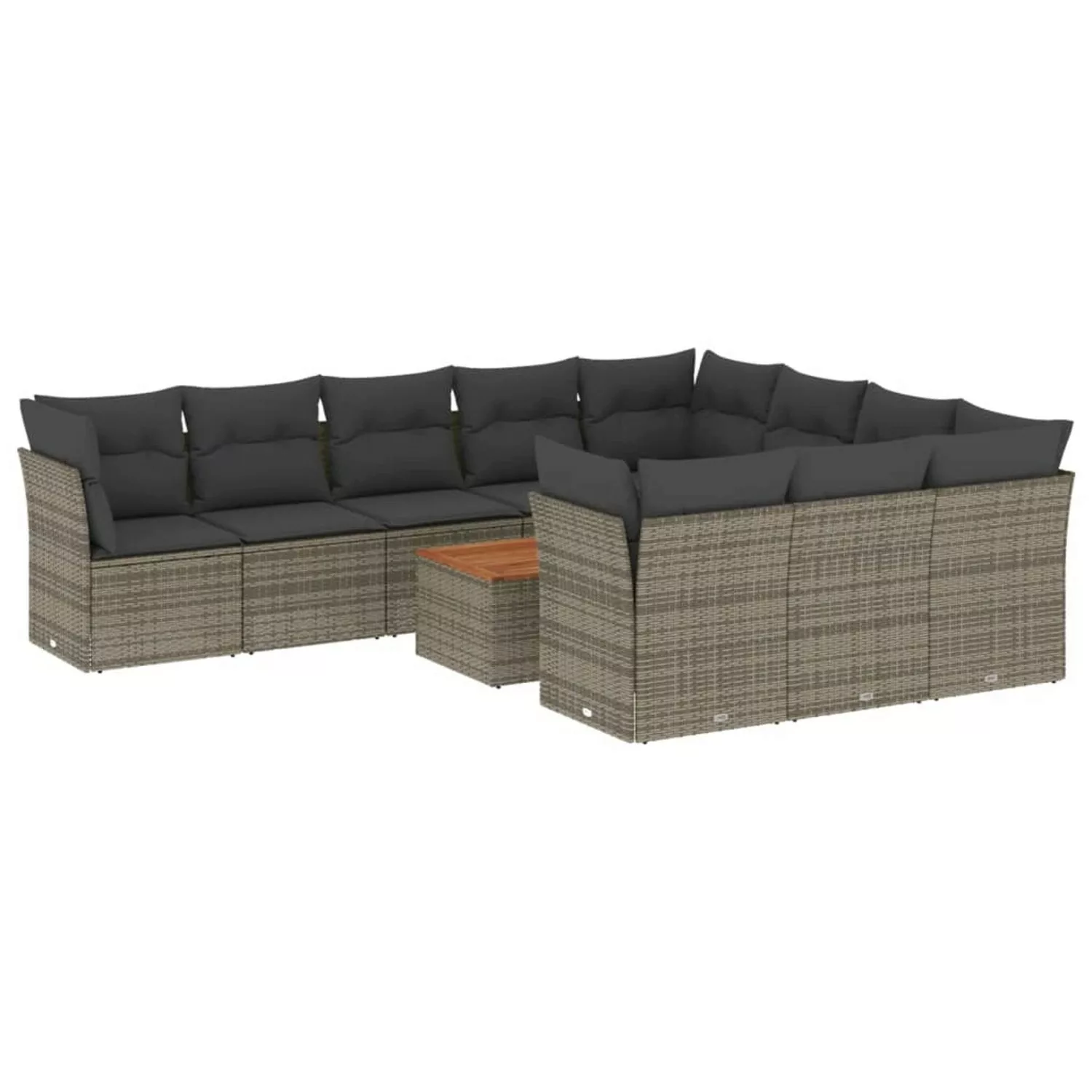 vidaXL 11-tlg Garten-Sofagarnitur mit Kissen Grau Poly Rattan Modell 22 günstig online kaufen