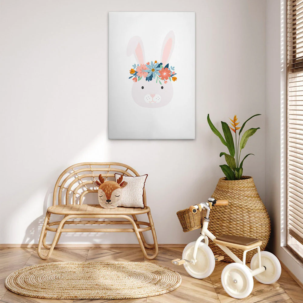 A.S. Création Leinwandbild "Flower Bunny 2 - Wandbild Weiß Bunt Blau Keilra günstig online kaufen