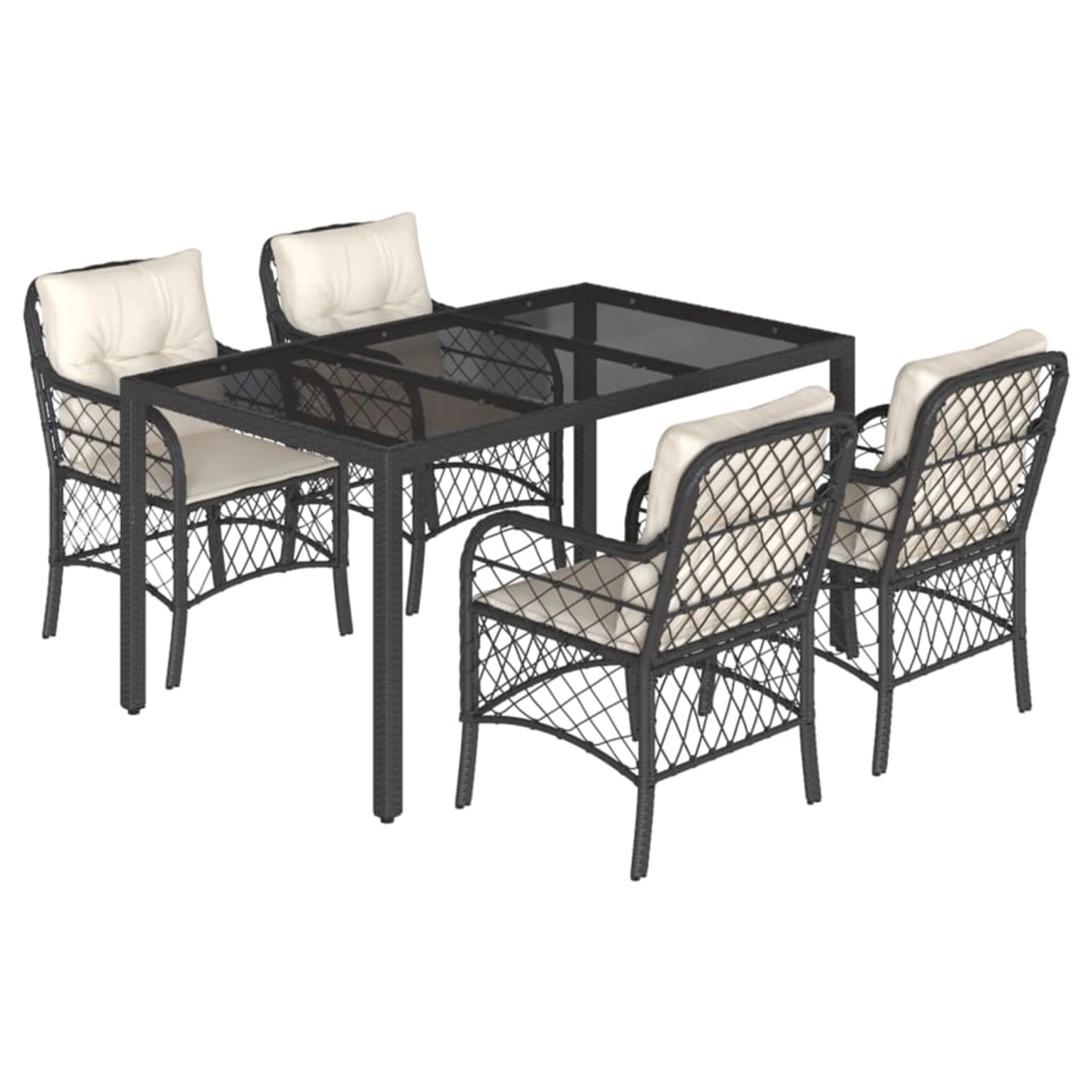 vidaXL 5-tlg Garten-Essgruppe mit Kissen Schwarz Poly Rattan Modell 86 günstig online kaufen