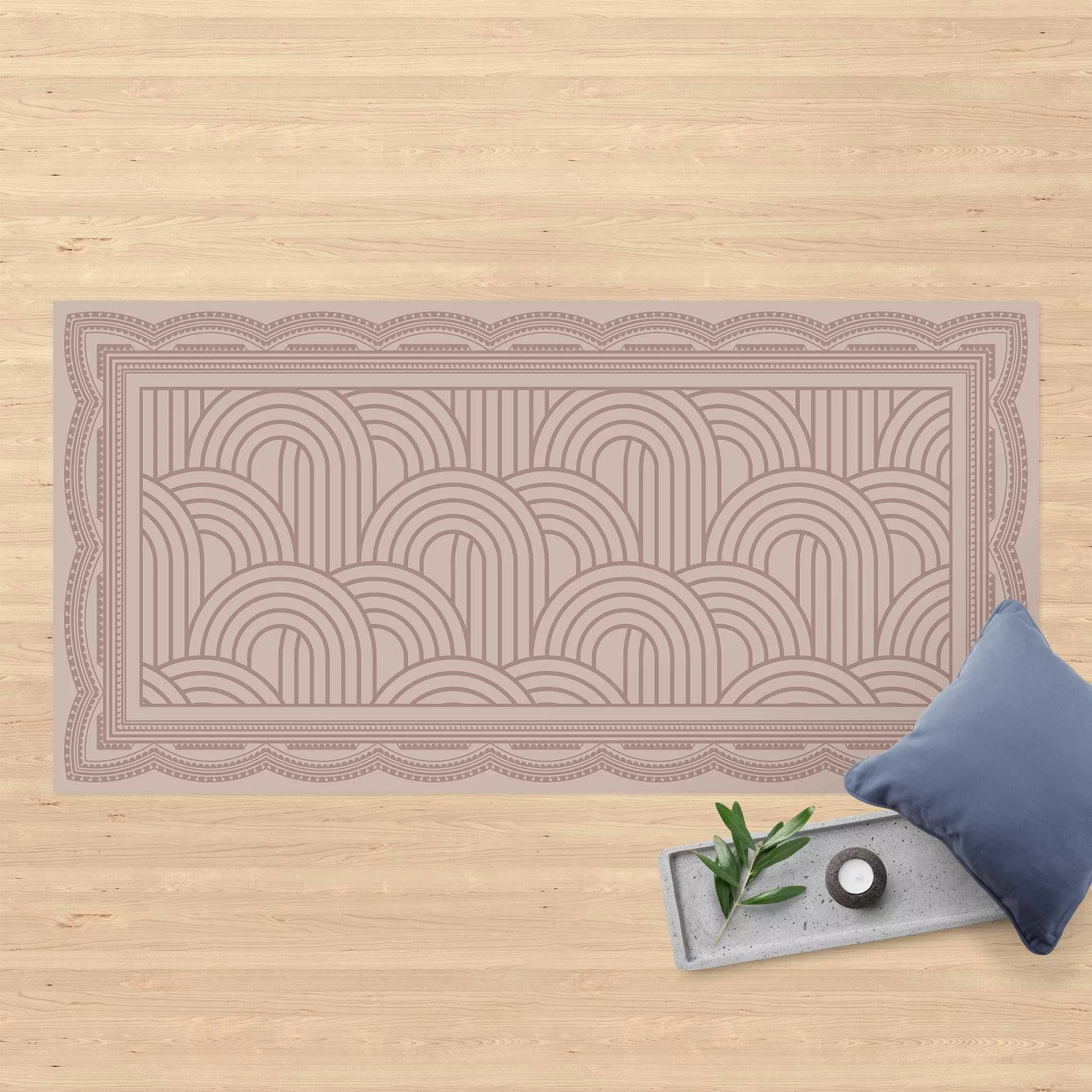 Vinyl-Teppich Art Deco Berge Muster mit Bordüre günstig online kaufen