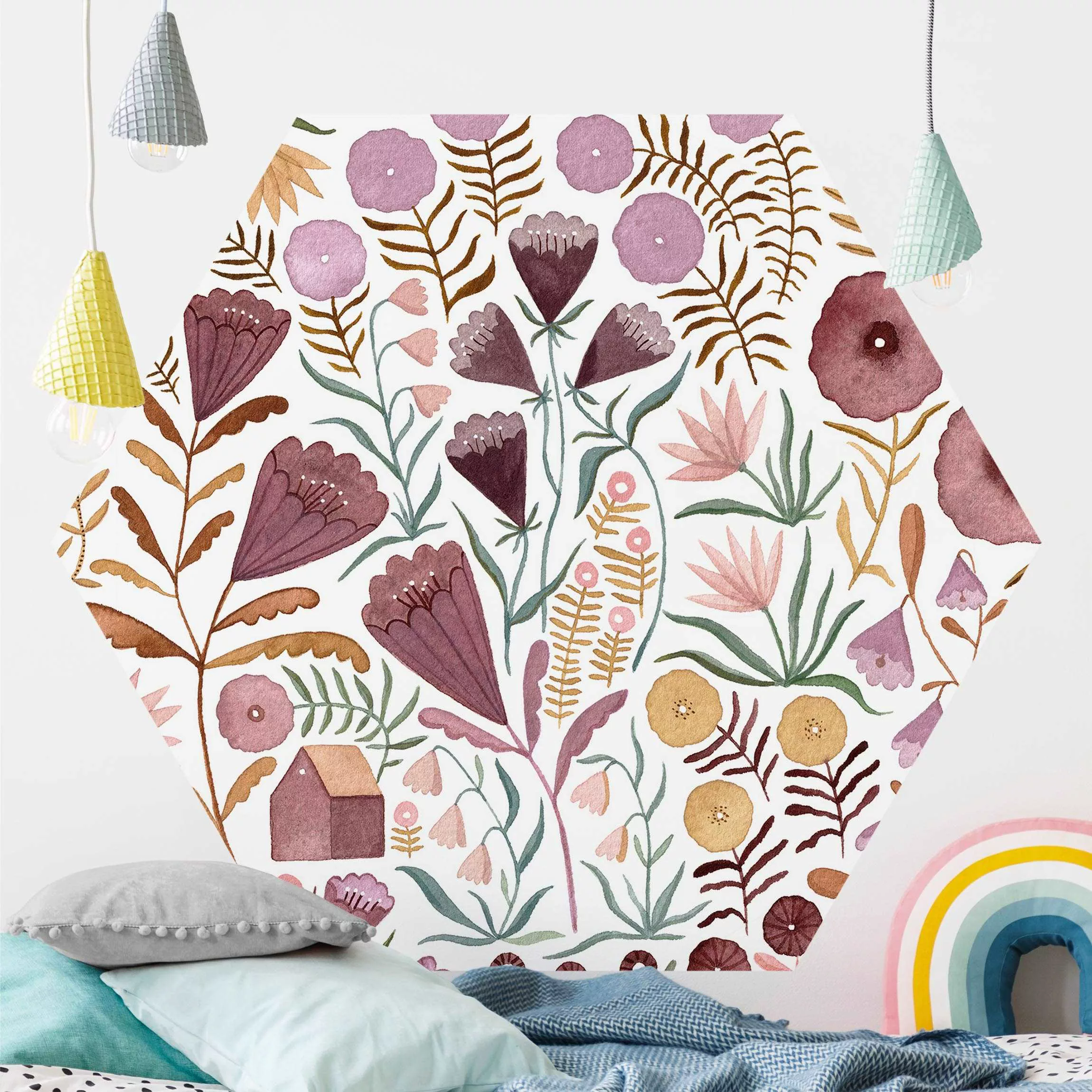Hexagon Tapete selbstklebend Claudia Voglhuber - Blumenmeer günstig online kaufen