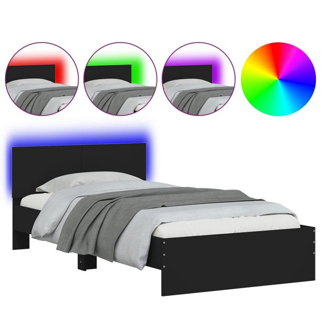 vidaXL Bett Bettgestell mit Kopfteil und LED-Leuchten Schwarz 100x200 cm günstig online kaufen