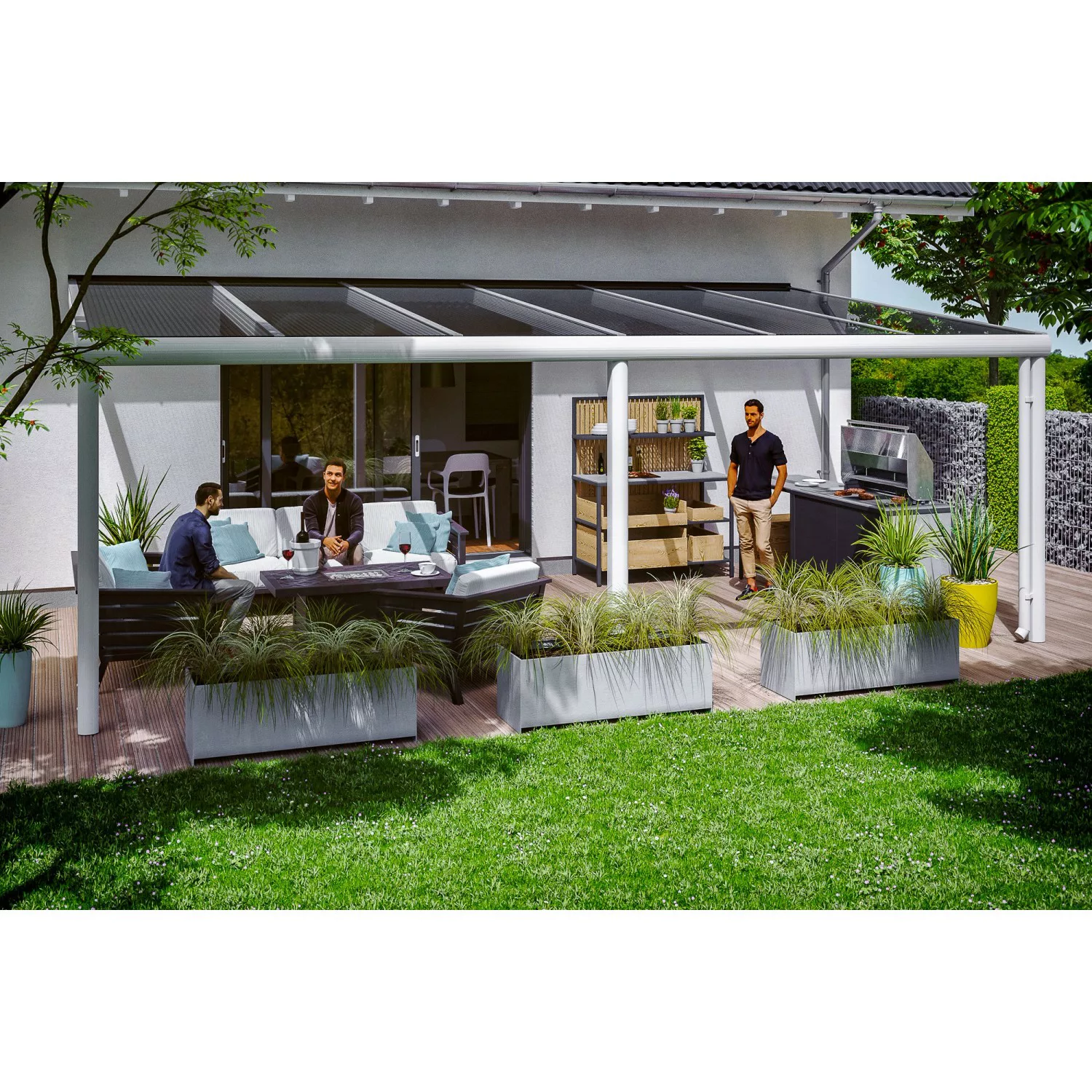 Terrassenüberdachung Garda 648 x 307 cm Aluminium Weiß günstig online kaufen