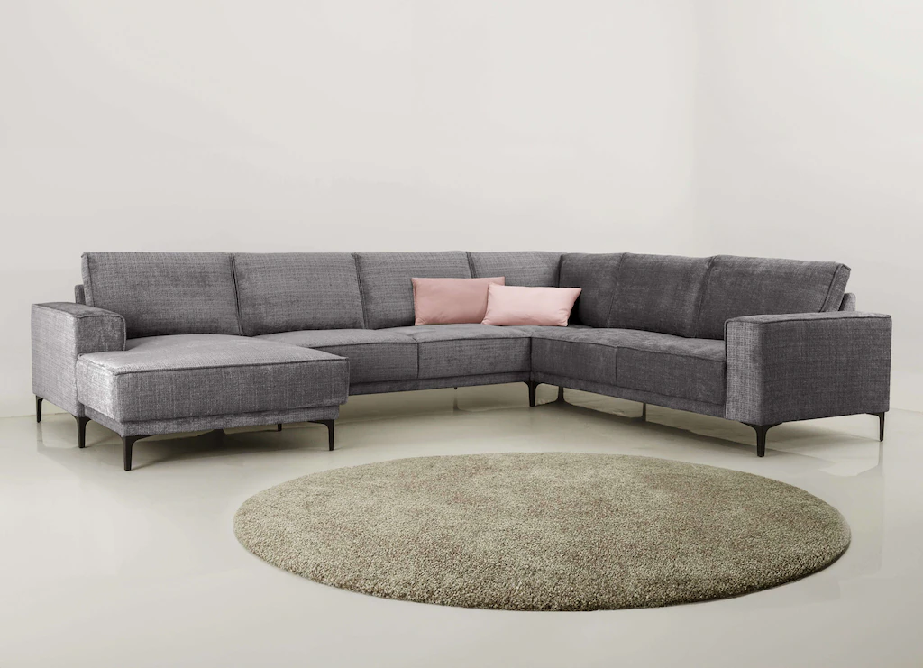 Places of Style Wohnlandschaft "XXL Sofa Oland, Struktur, Flachgewebe, Luxu günstig online kaufen