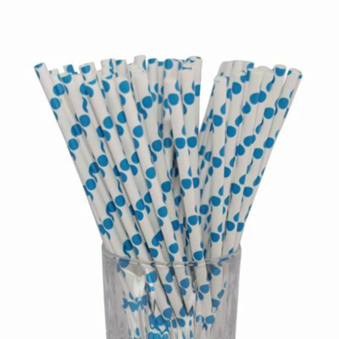 LUXENTU Papier-Trinkhalm dunkelblau/weiß gepunktet 100 Stück Trinkhalme günstig online kaufen