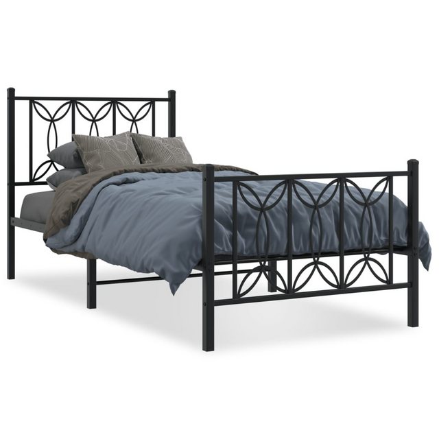 vidaXL Bett, Bettgestell mit Kopf- und Fußteil Metall Schwarz 80x200 cm günstig online kaufen