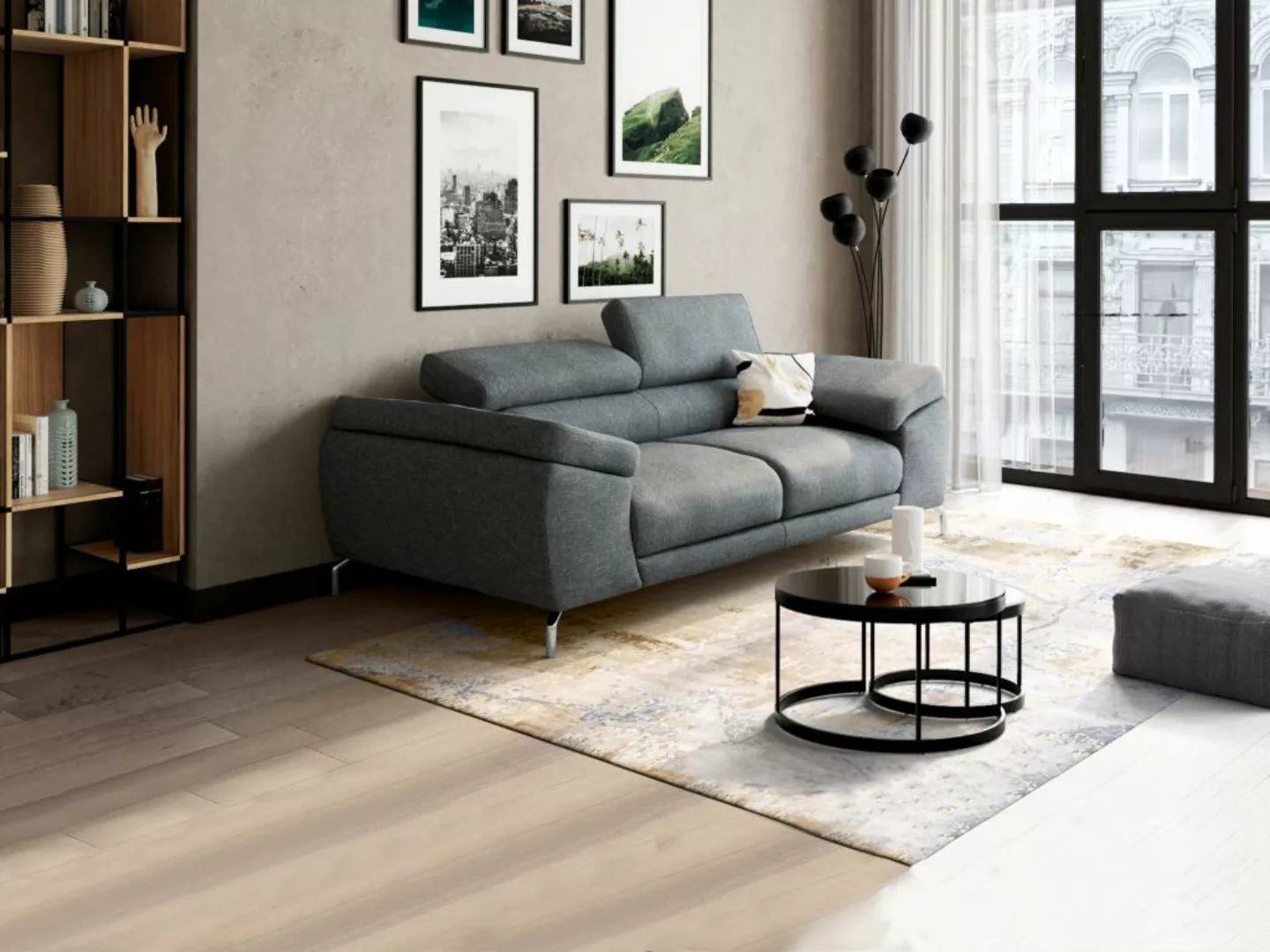 Sofa 2-Sitzer - Stoff - Grau - GRETEL günstig online kaufen