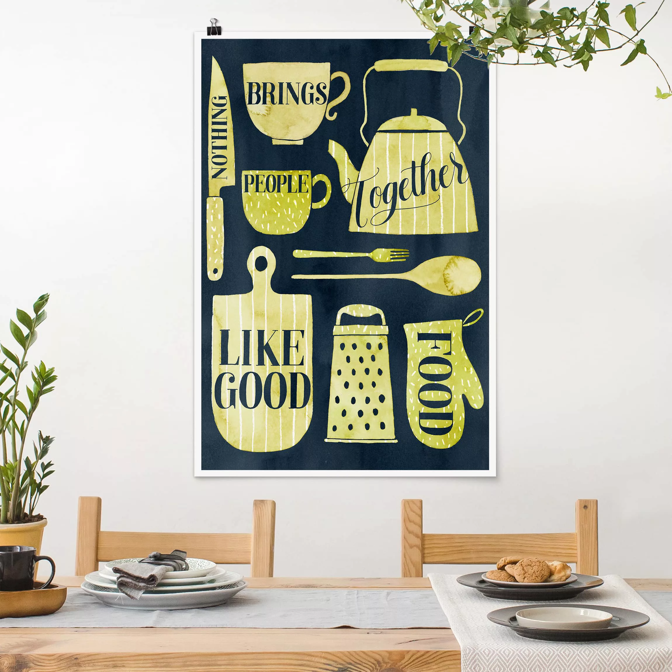 Poster Küchenspruch - Hochformat Seelennahrung - Gutes Essen günstig online kaufen