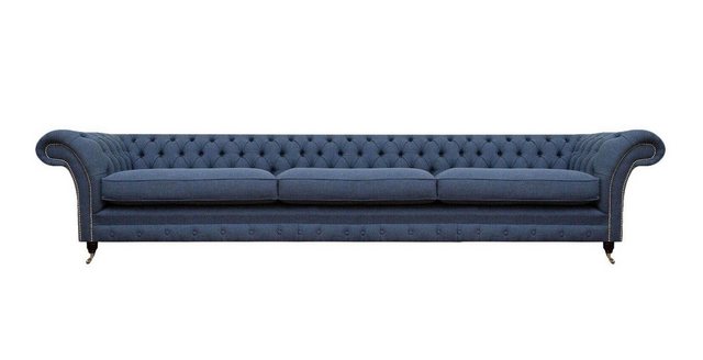 JVmoebel Chesterfield-Sofa Sitz Möbel Sofa Couch Dreisitze Textil Blau Desi günstig online kaufen