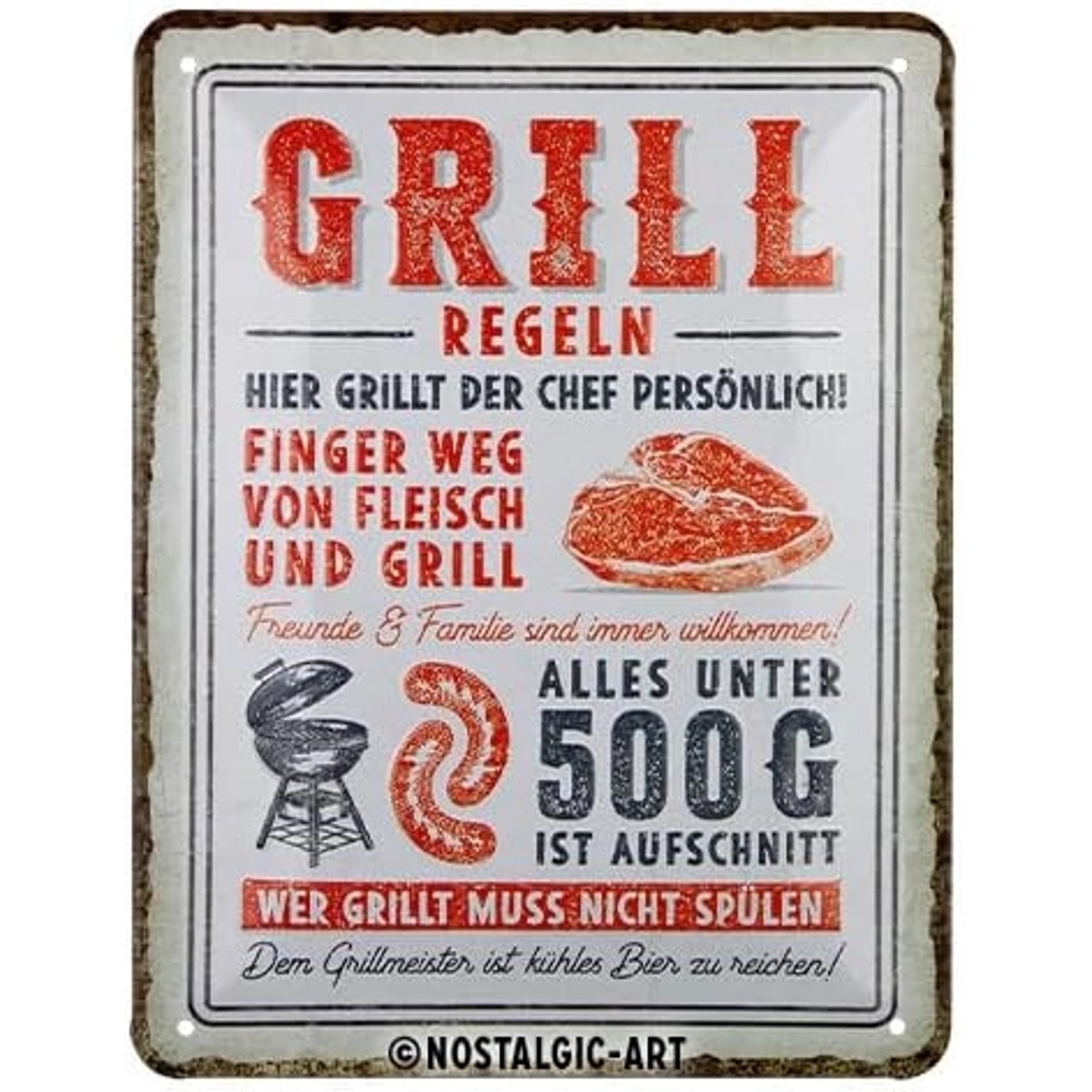 Nostalgic-Art Blechschild 15x20 cm - Grillregeln günstig online kaufen