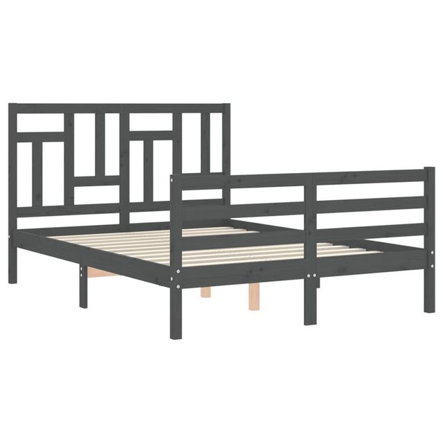 vidaXL Bett Massivholzbett mit Kopfteil Grau 140x190 cm günstig online kaufen