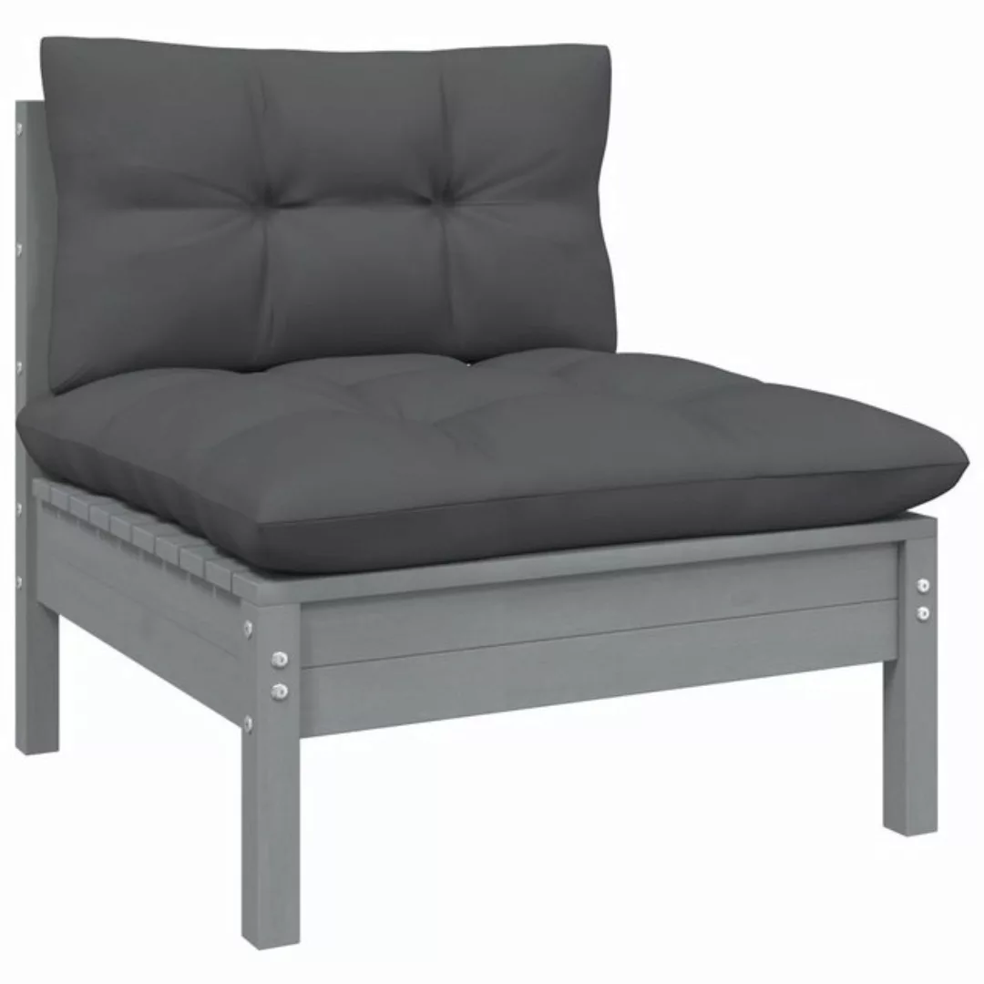 2-sitzer-gartensofa Mit Kissen Grau Massivholz Kiefer günstig online kaufen