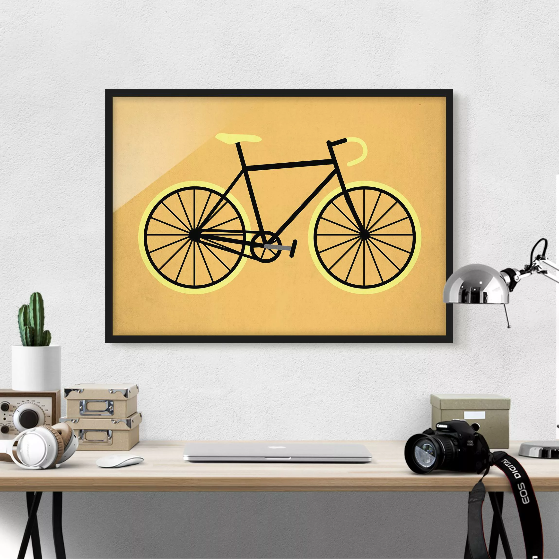 Bild mit Rahmen Fahrrad in Gelb günstig online kaufen