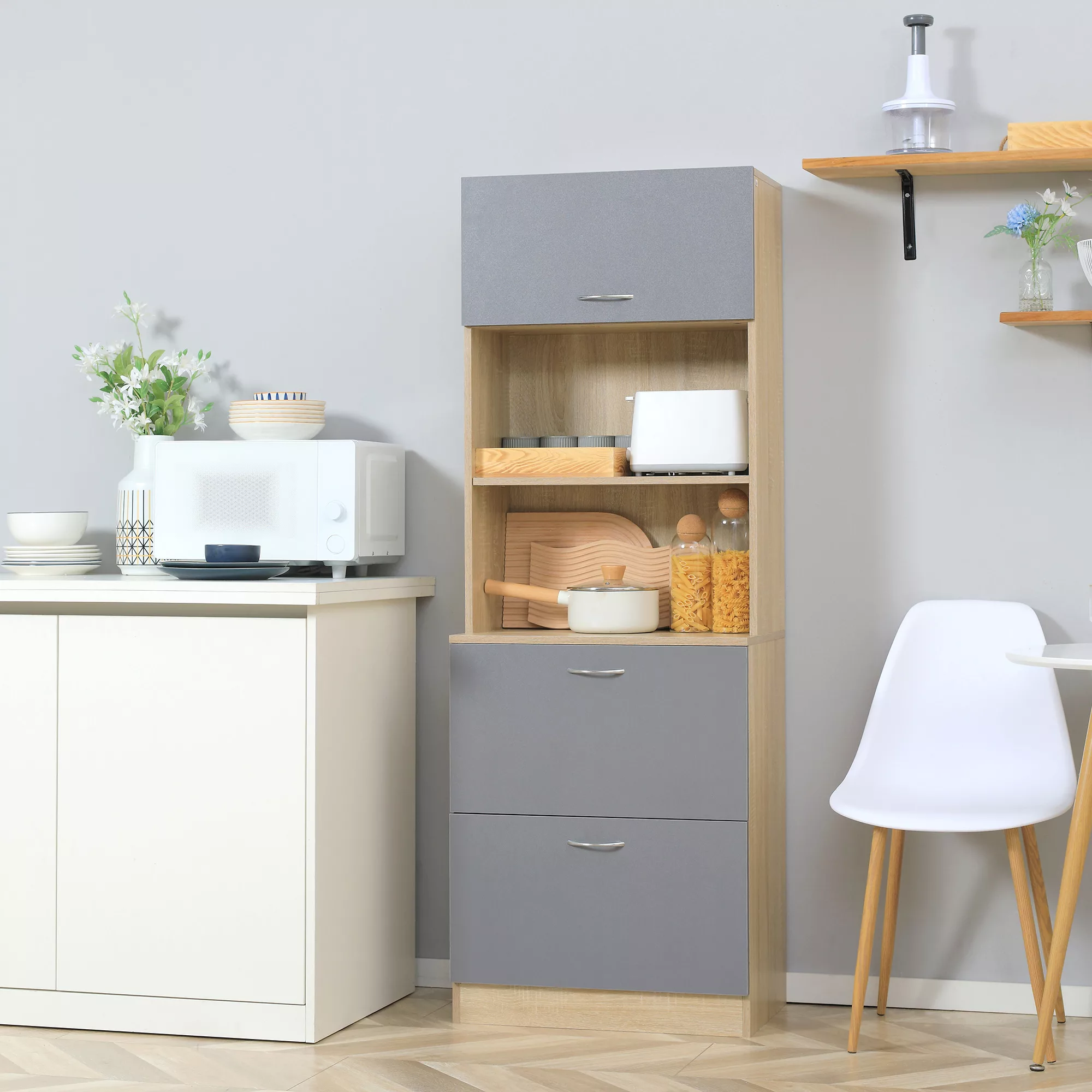 HOMCOM Buffet Küchenschrank Mehrzweckschrank 2 Schubladen 1 Schrank + Große günstig online kaufen