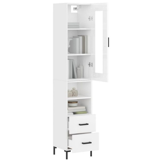 vidaXL Vitrine Highboard Hochglanz-Weiß 34,5x34x180 cm Spanplatte Glas Vitr günstig online kaufen