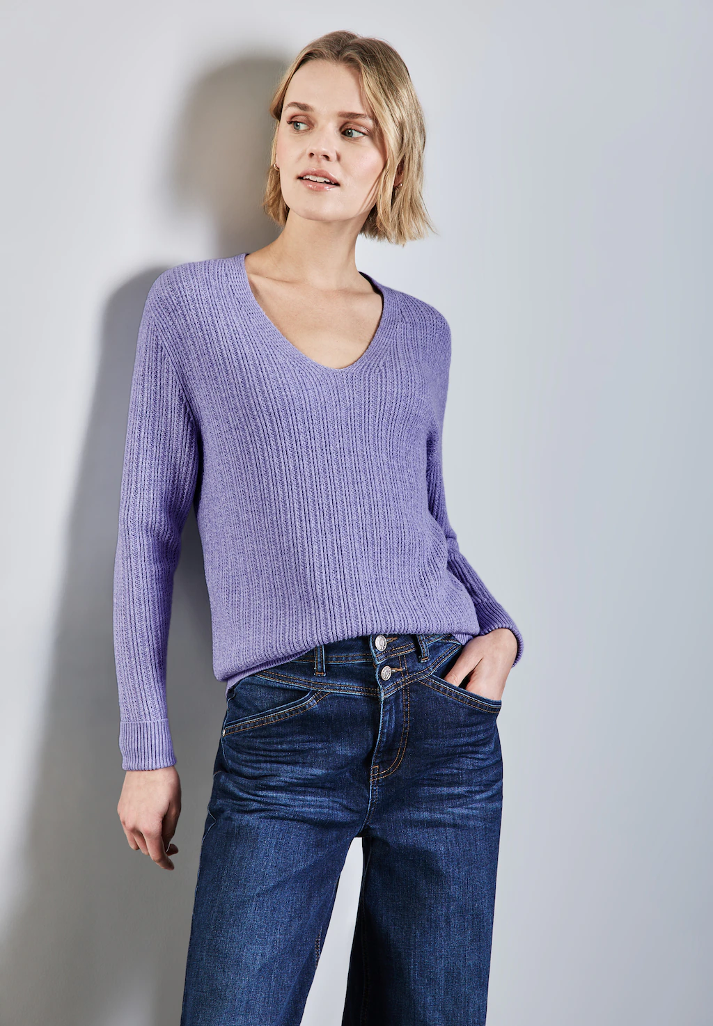 STREET ONE Strickpullover, mit Rippstrick-Struktur günstig online kaufen