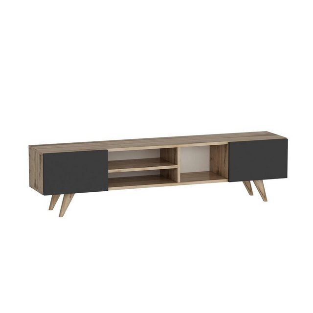 en.casa TV-Schrank »Assens« TV Bank 40x160x31cm mit 2 Klapptüren Eiche / Sc günstig online kaufen