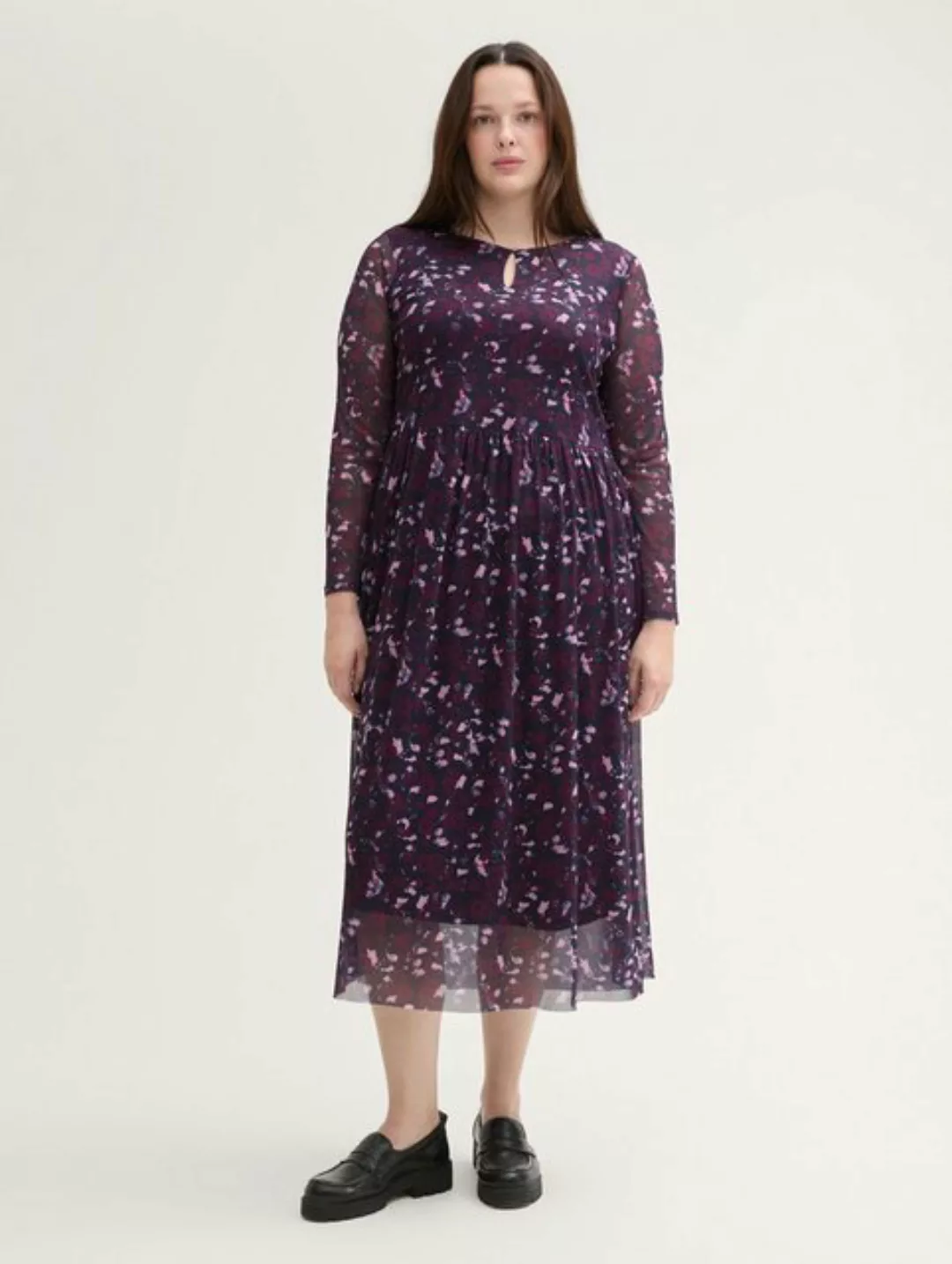 TOM TAILOR PLUS Sommerkleid Plus - Mesh Kleid mit Print günstig online kaufen